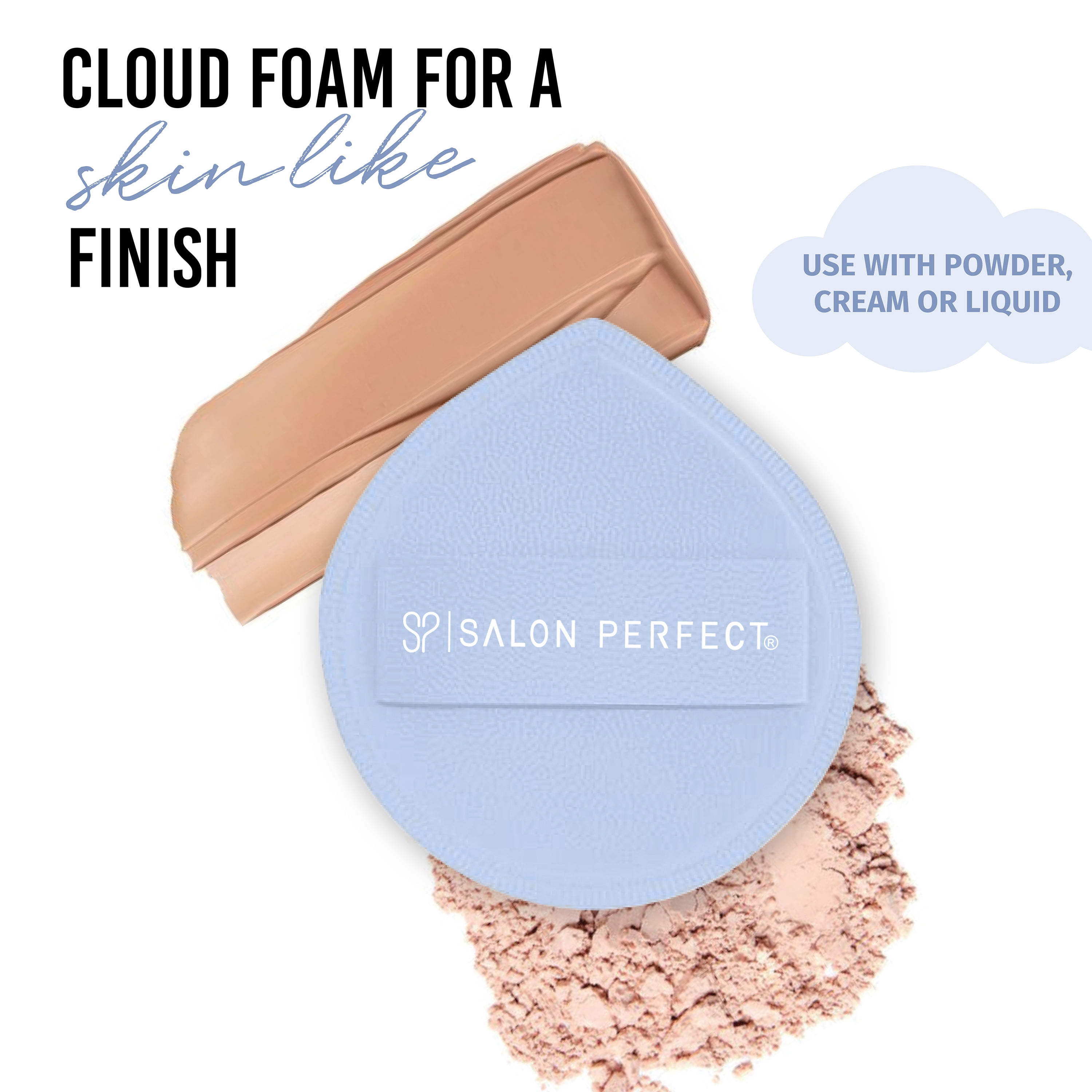 Salon Perfect Cushion Bounce Cloud Puffs Airbrush Makeup Foundation Sponge Applicators (Blue, 2-Pack) b4v0w
