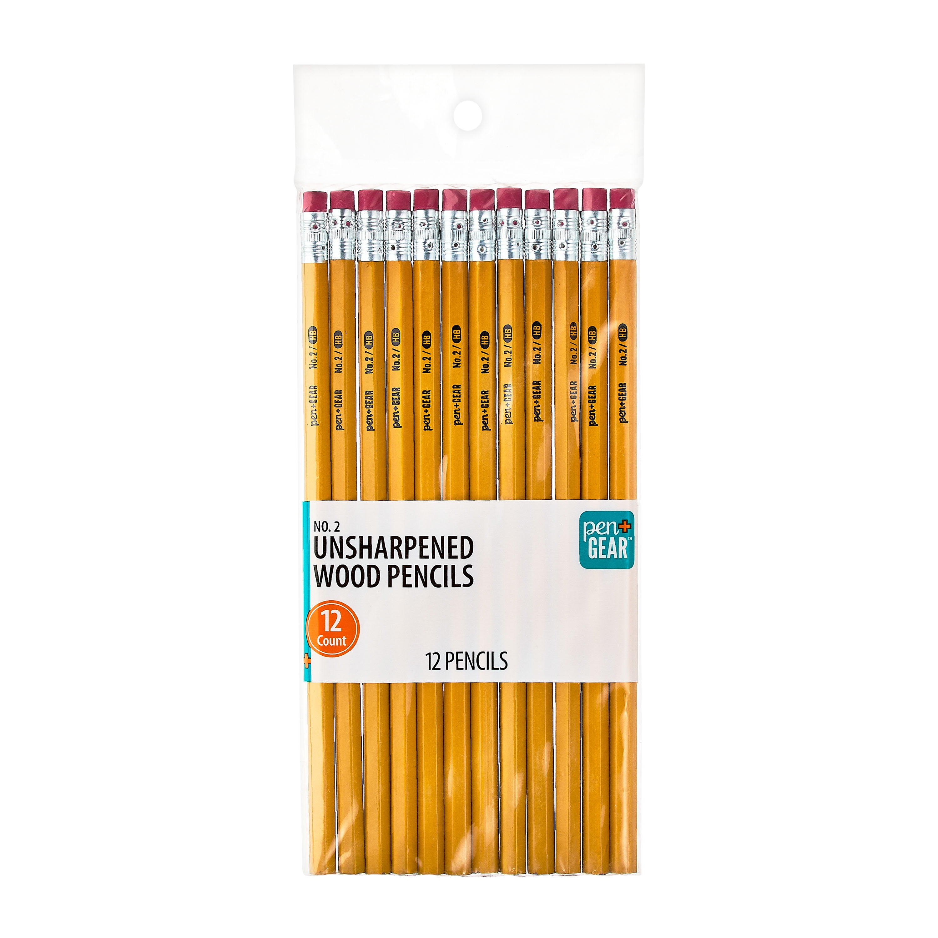 Pen+Gear #2 HB Wood Pencils, Unsharpened Writing Supplies (Yellow, 12 Count) 3z5x9