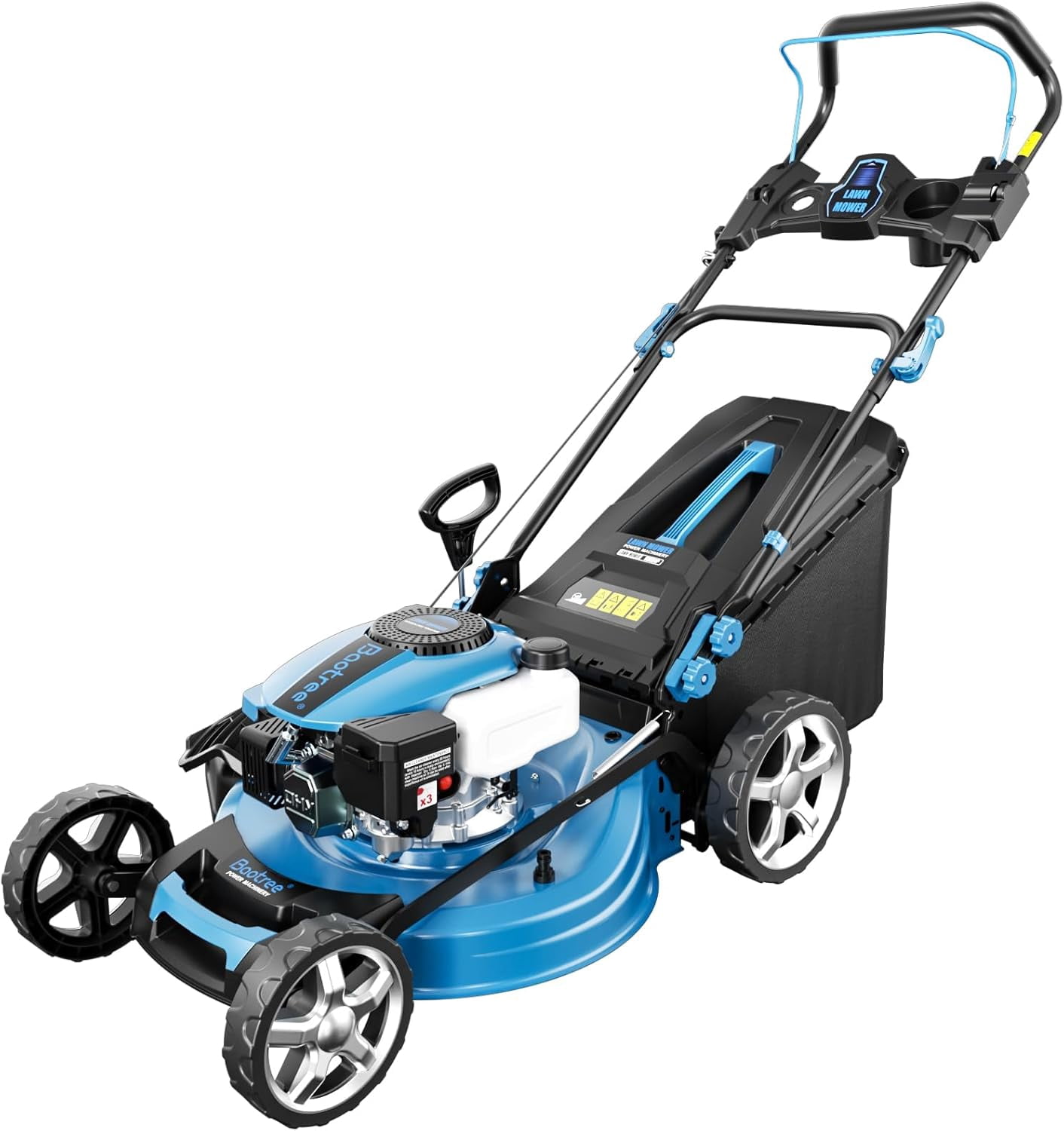 MRKMRZ Gas Powered Push Lawn Mower, 21 in Cutting Deck, 201cc 4-Cycle Engine, 3-in-1 Mowing System (Blue, 21 in) h8kgx