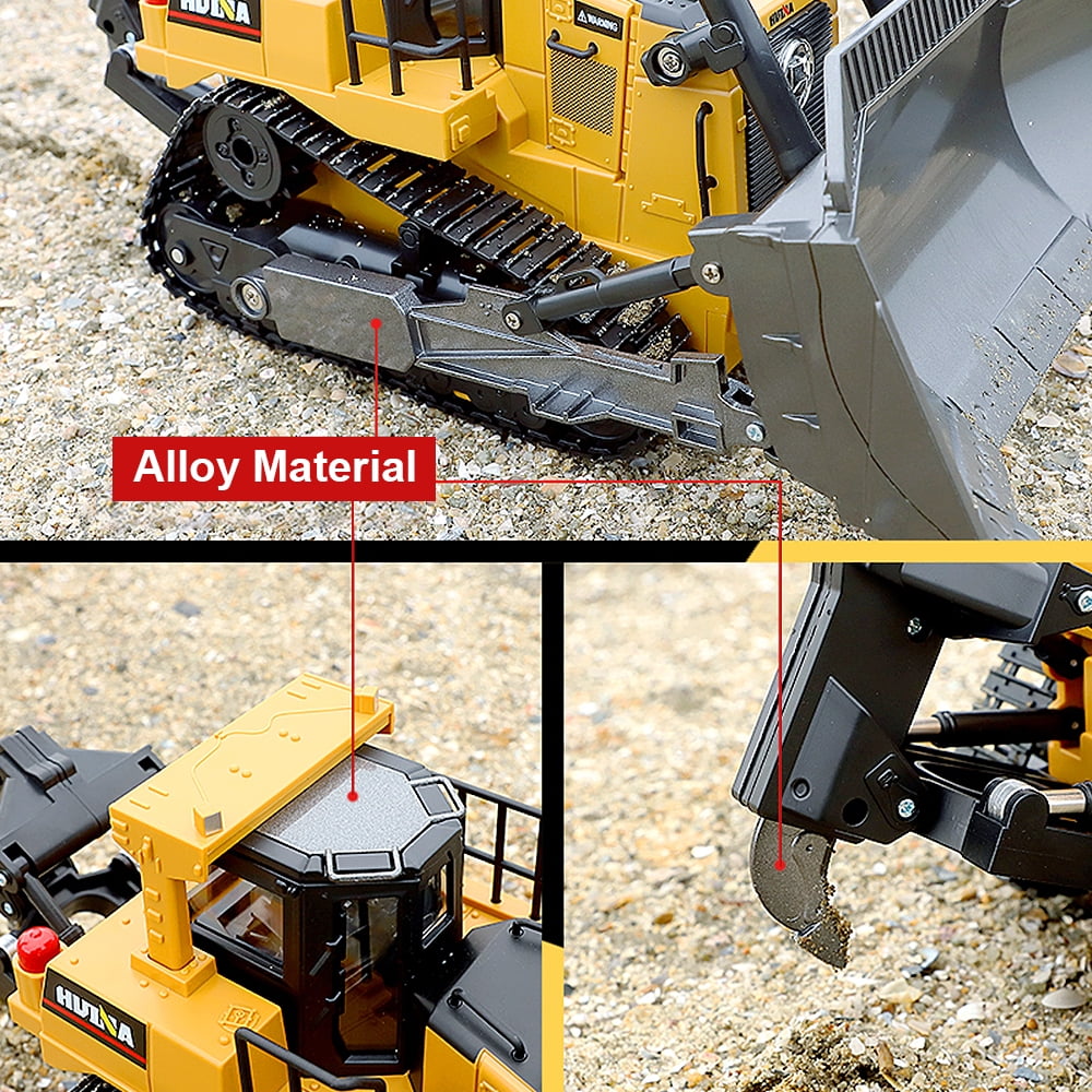 Fisca 1/16 Remote Control Bulldozer, RC Construction Tractor with Metal Ripper and Lights (Yellow, 14.8 in) tk2ok