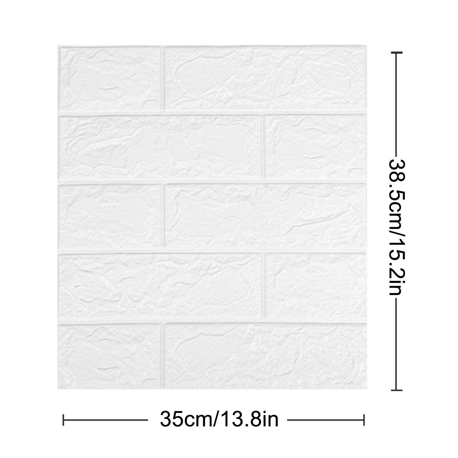 Pompotops 3D Brick Wall Panels Peel and Stick Foam Wallpaper for Home Decor (White, 2 Pack) spwdb
