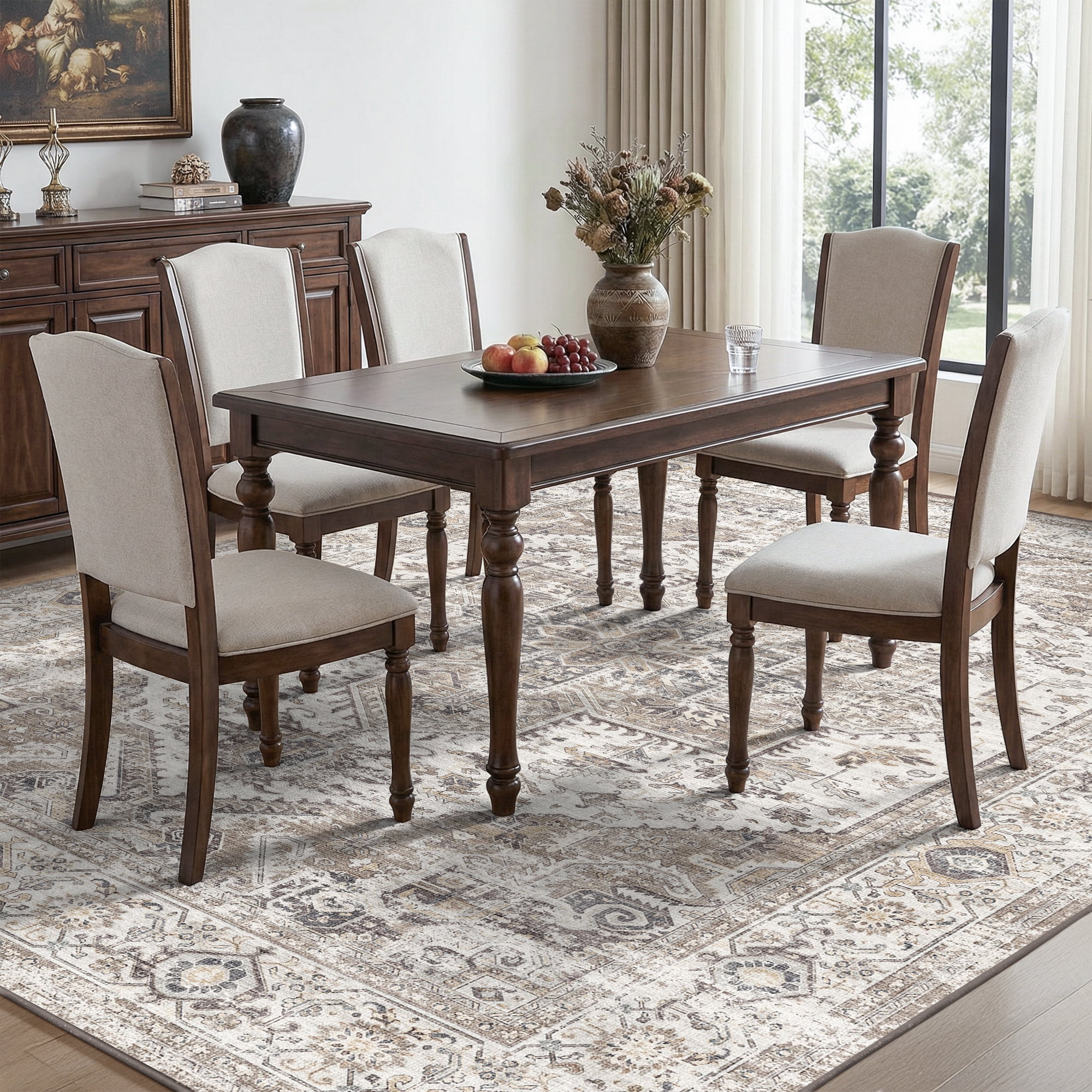 SIXHOME Washable Area Rug Vintage Medallion Distressed Carpet for Living Room and Bedroom (Taupe, 8 ft x 10 ft) 55bux
