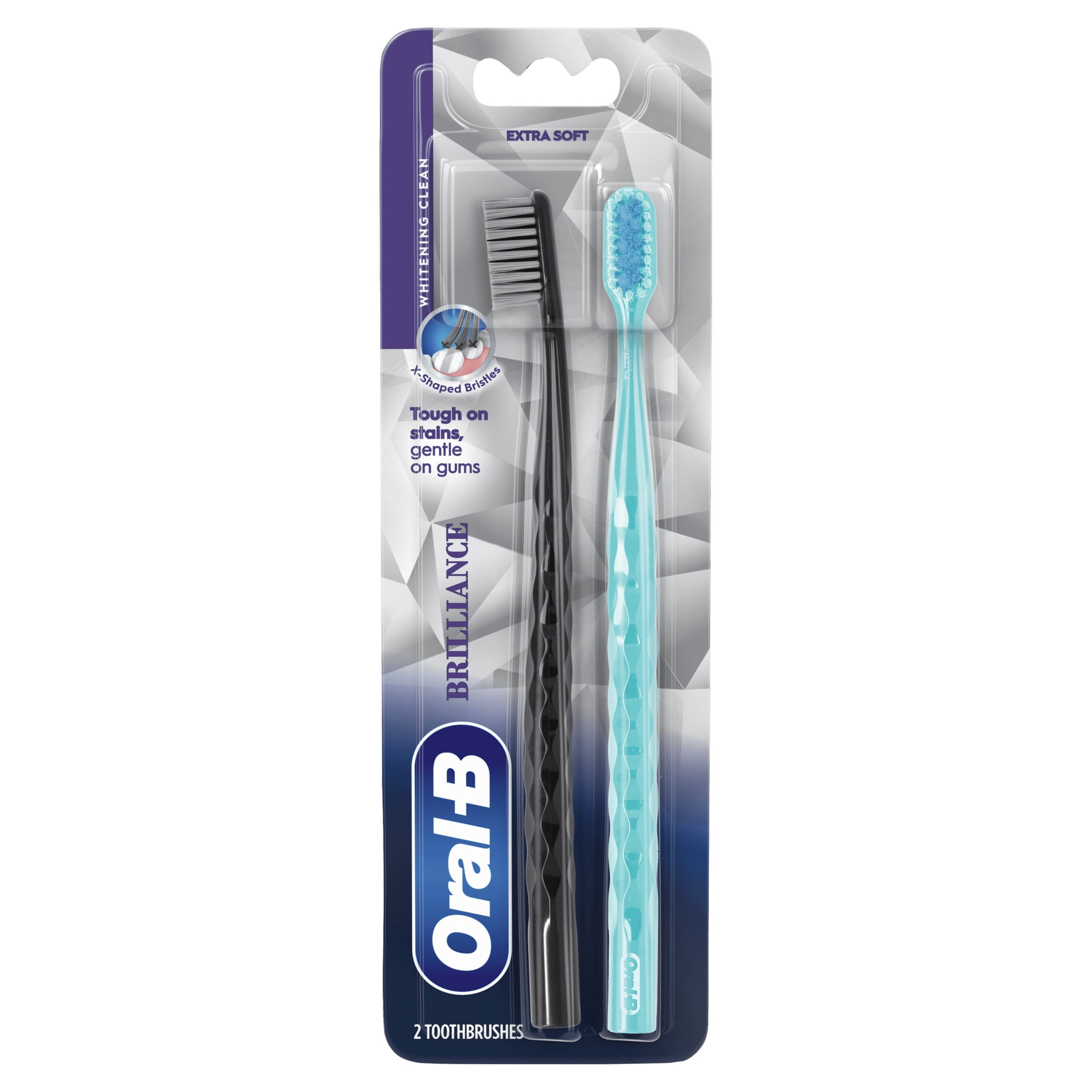 Oral-B Pro Whitening Brilliance Manual Toothbrush, Extra Soft Bristles (Black and Teal, 2 Count) zijf6