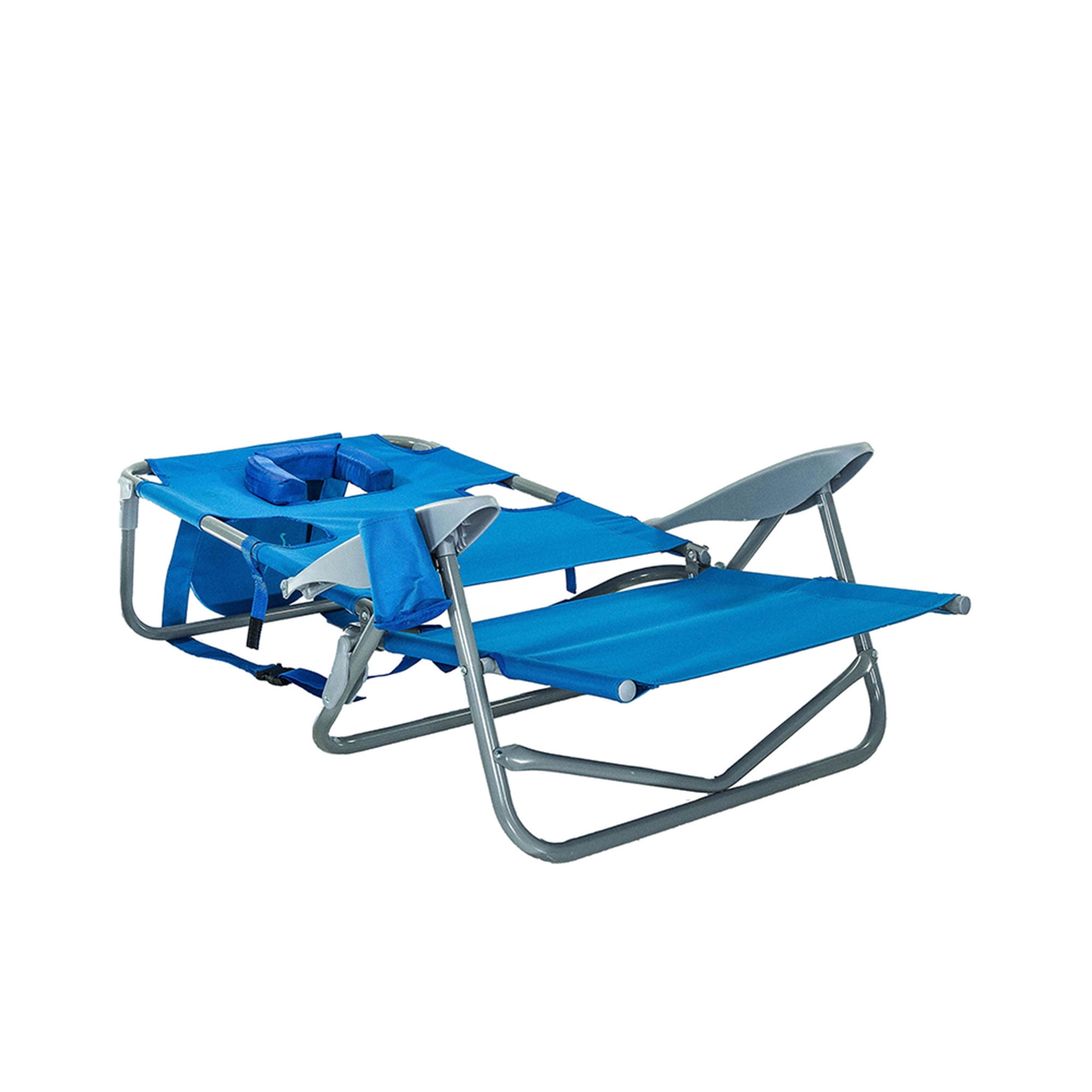 Ostrich On-Your-Back Outdoor Reclining Beach Chair with Face Cavity (Blue, 46 x 24 x 33 in) fw156