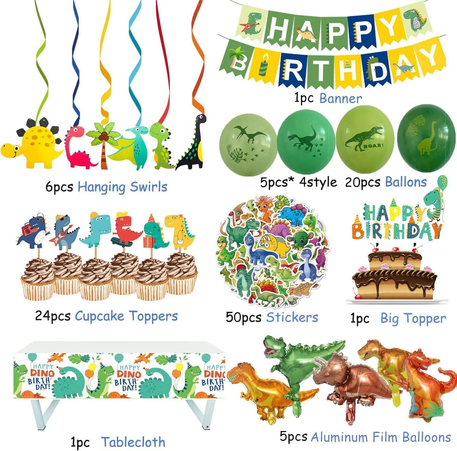 Matecam X1 Dinosaur Birthday Party Decorations Set (Multicolor, 109 Piece Kit) q00um