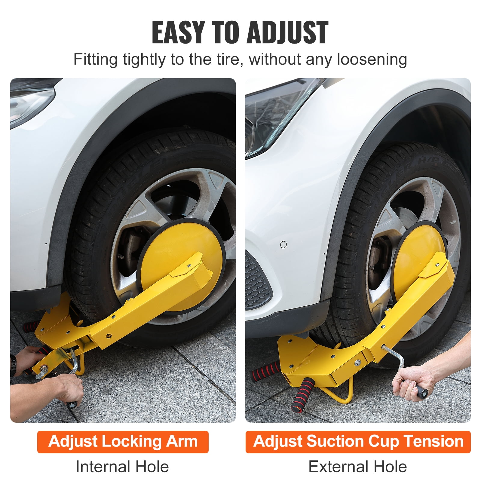 VEVOR Heavy-Duty Anti-Theft Wheel Lock Clamp (Yellow, 2-Pack, Fits 6.3 in to 15 in Tire Width) 8c4mg - Image 7