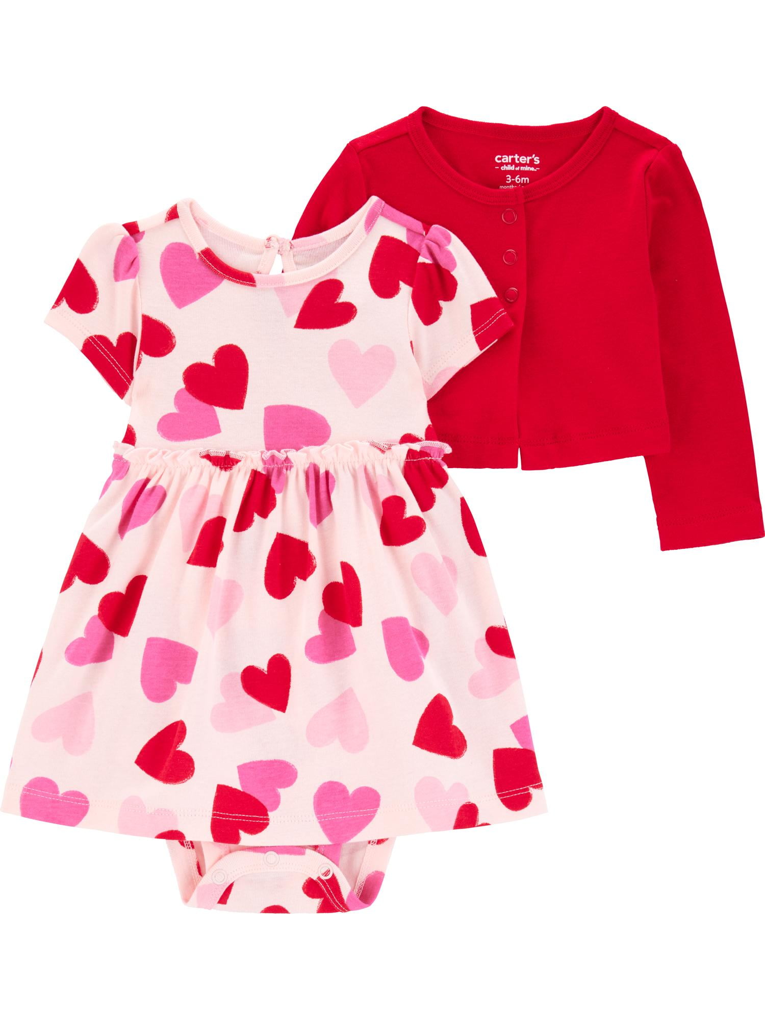 Carter's Child of Mine Baby Girl Valentine's Dress Set (Pink, Newborn-12 Months) s1uo6
