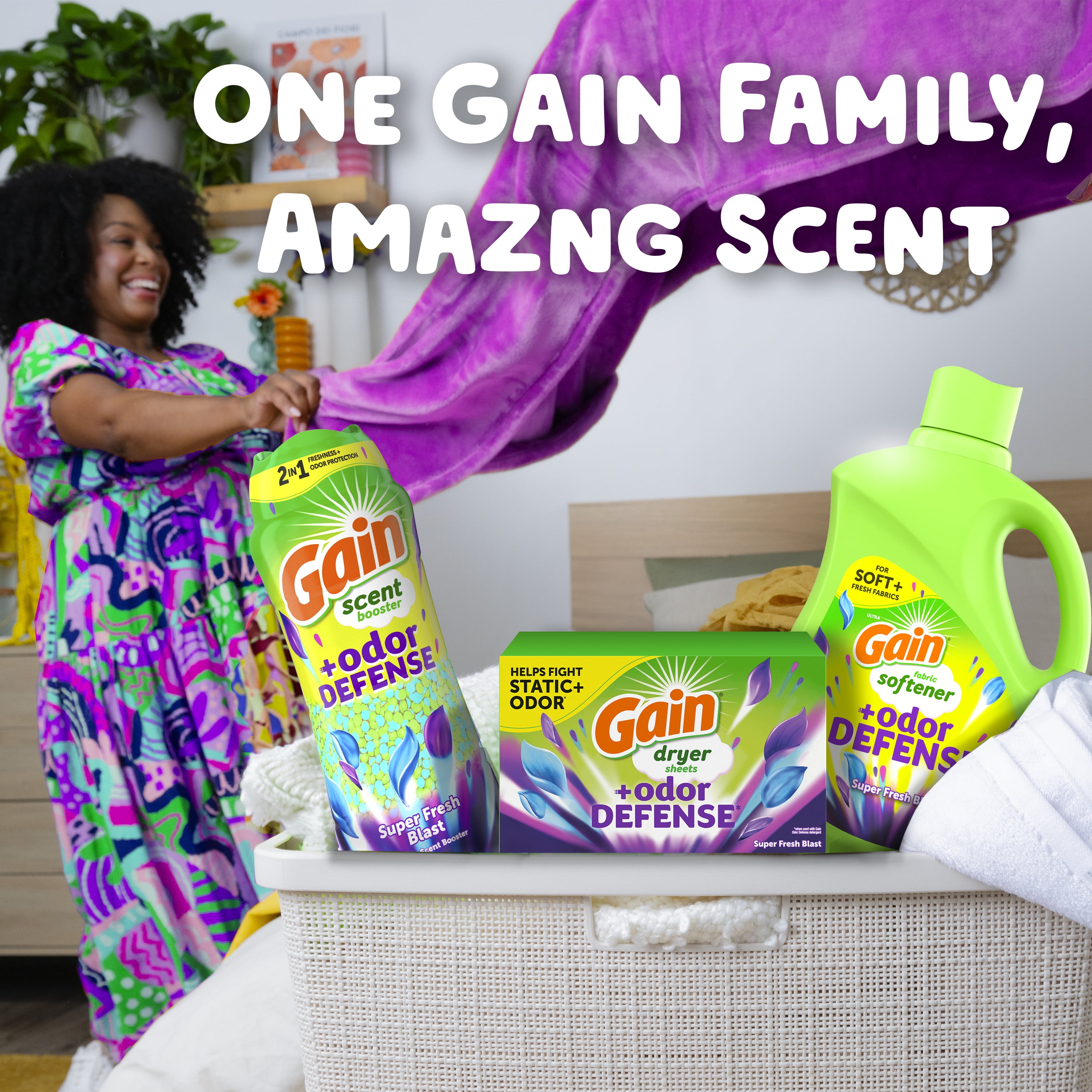 Gain Fabric Softener Dryer Sheets, Odor Defense, Super Fresh Blast Scent (180 Count) 757ax