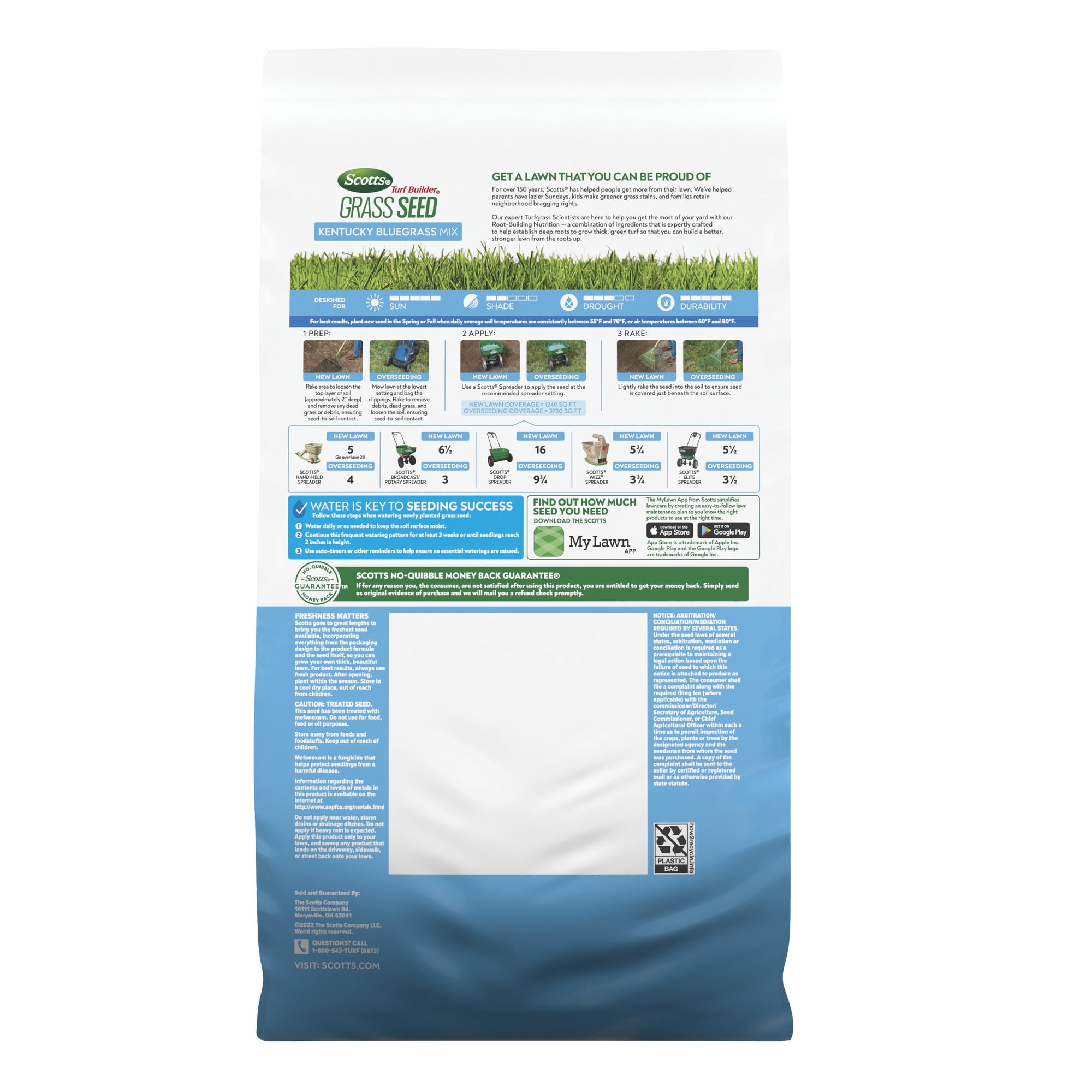 Scotts Turf Builder Kentucky Bluegrass Grass Seed Mix (Green, 5.6 lb) 1o9ko