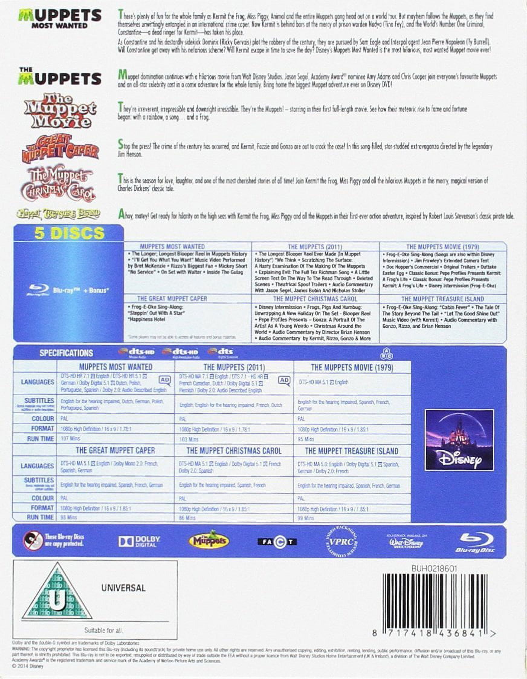 Jim Henson Co The Muppets 6 Movie Collection (Blu-ray, 6-Disc Set) x0i9t