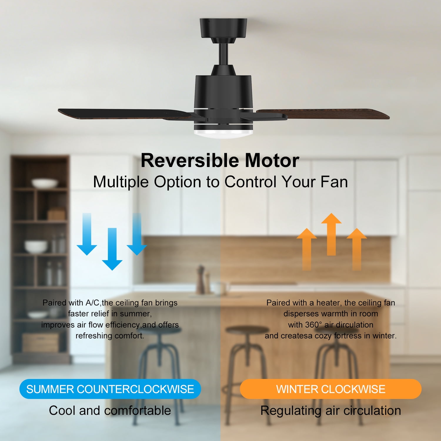 Mainstays 42 in Ceiling Fan with LED Light and Remote Control (Black, 42 in) ofavv