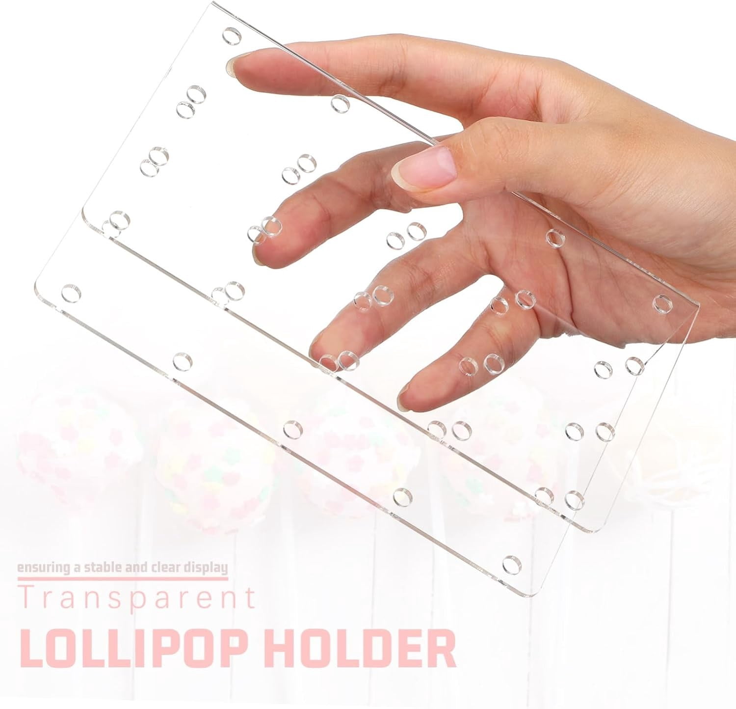 Liulin Cake Pop Stand, 20-Hole Clear Acrylic Lollipop Display Holder for Parties and Weddings (Clear, 6.3 in x 3.5 in x 1.5 in) vw6wj