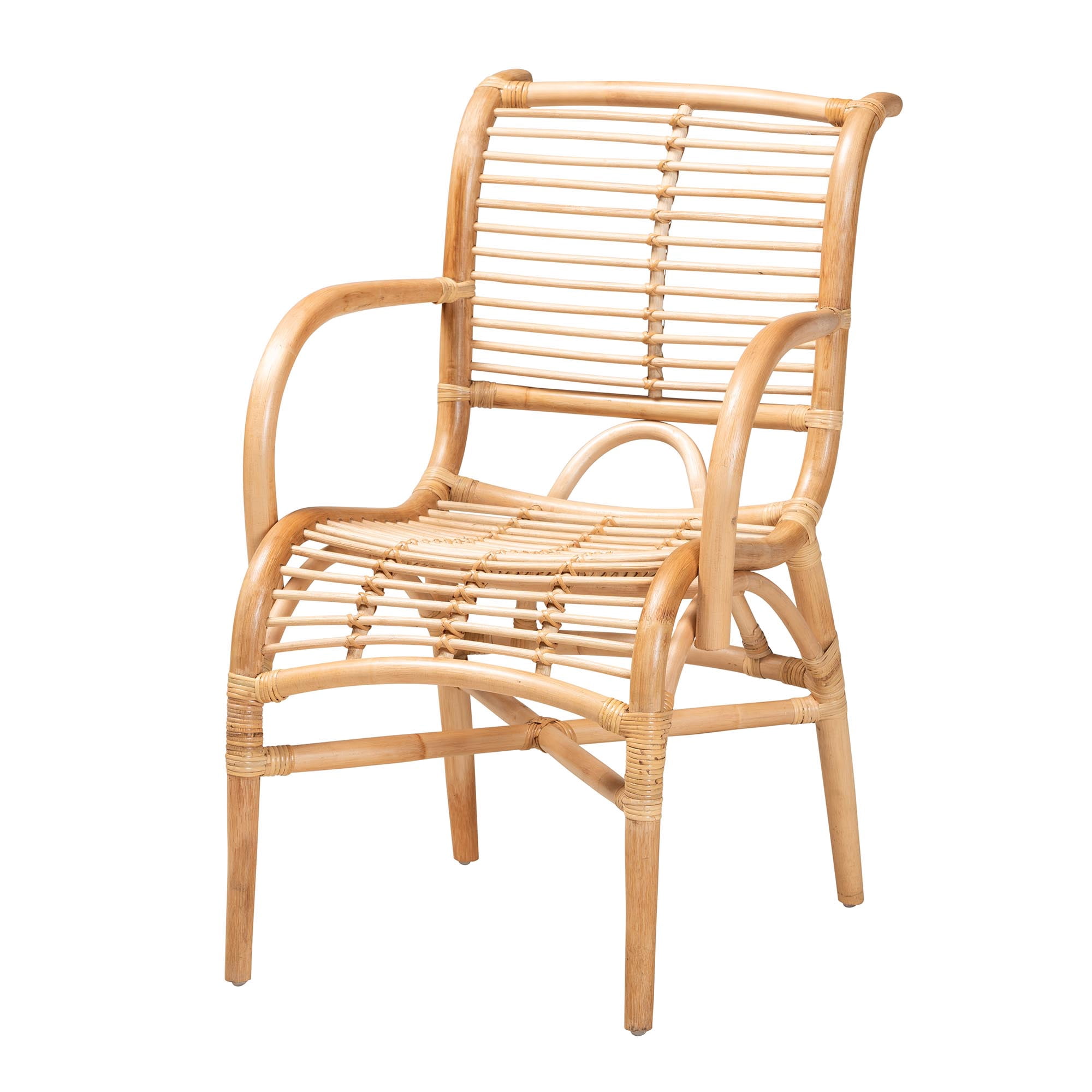 bali & pari Seminyak Modern Bohemian Natural Rattan Lounge Chair (Brown, 30 in x 28 in x 32 in) e32wp