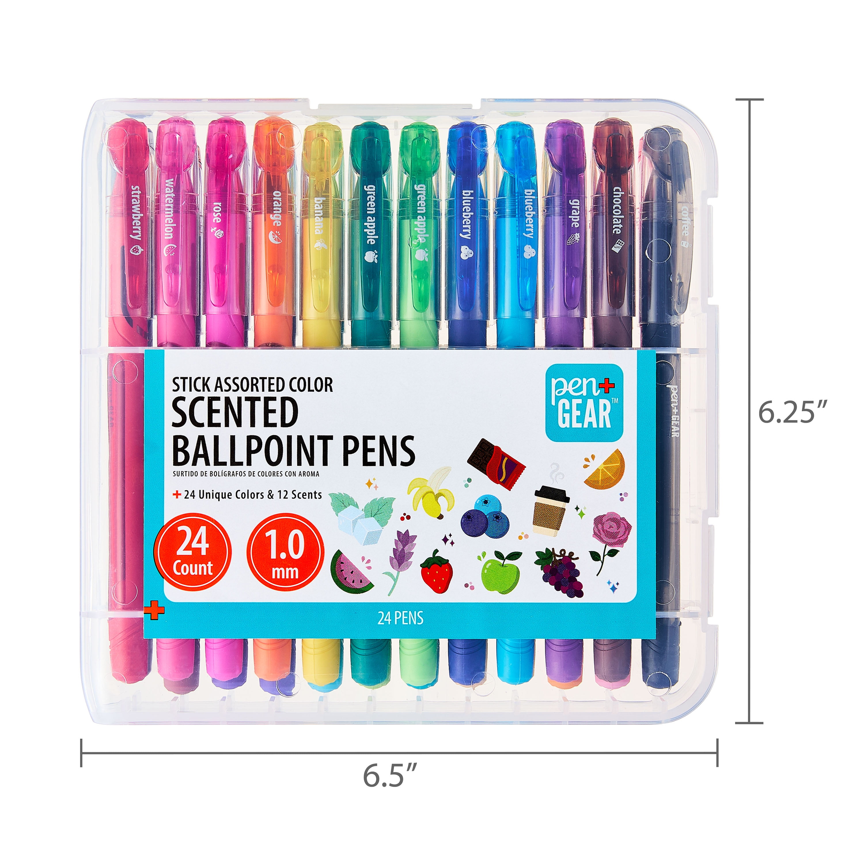 Pen+Gear Scented Ballpoint Pens, Medium Point, Smooth Writing Ink, Vibrant Assorted Colors (24 Count) vm3yc