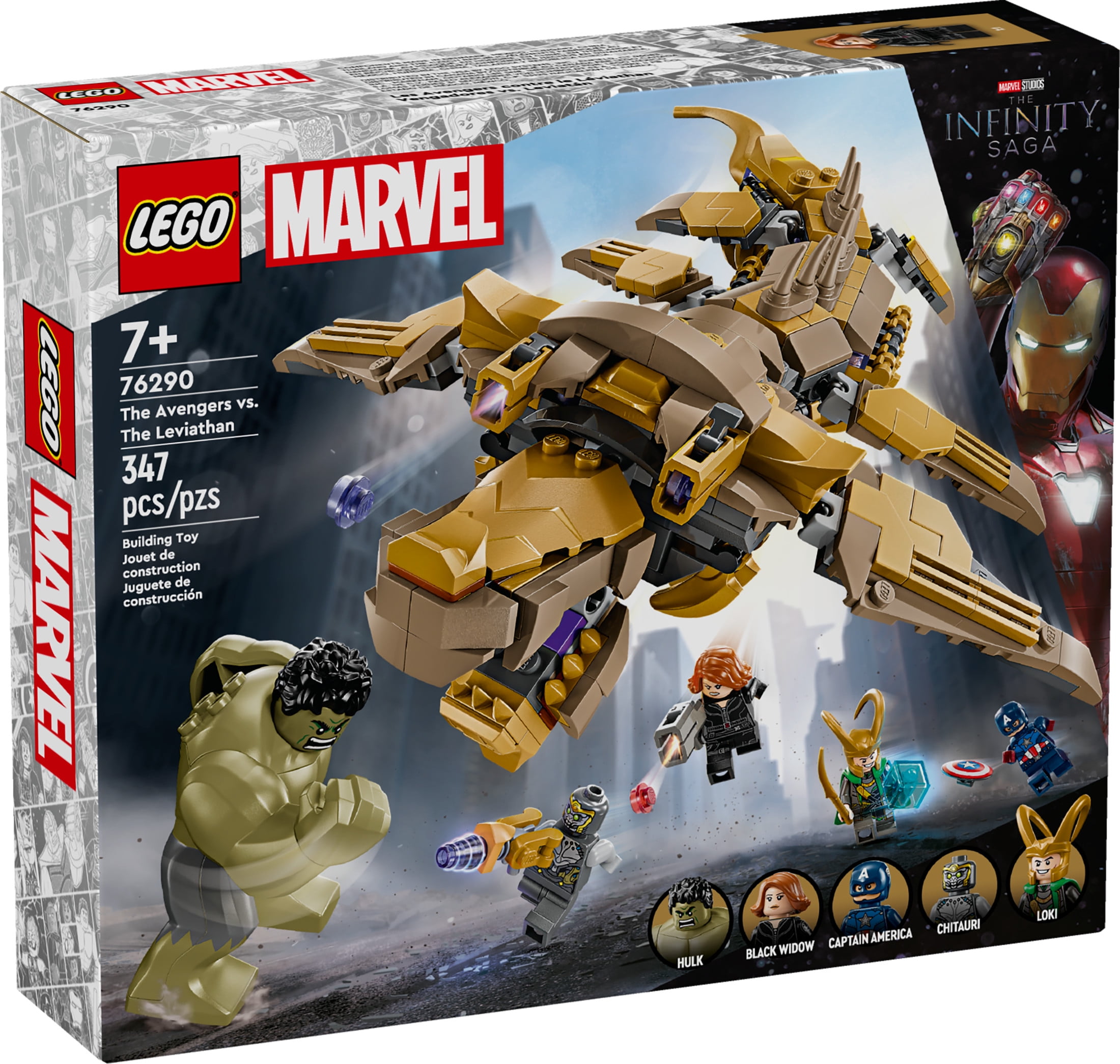LEGO Marvel The Avengers vs. The Leviathan Building Set, Superhero Action Toy with 4 Minifigures and Hulk Figure (347 Pieces) u8mbs