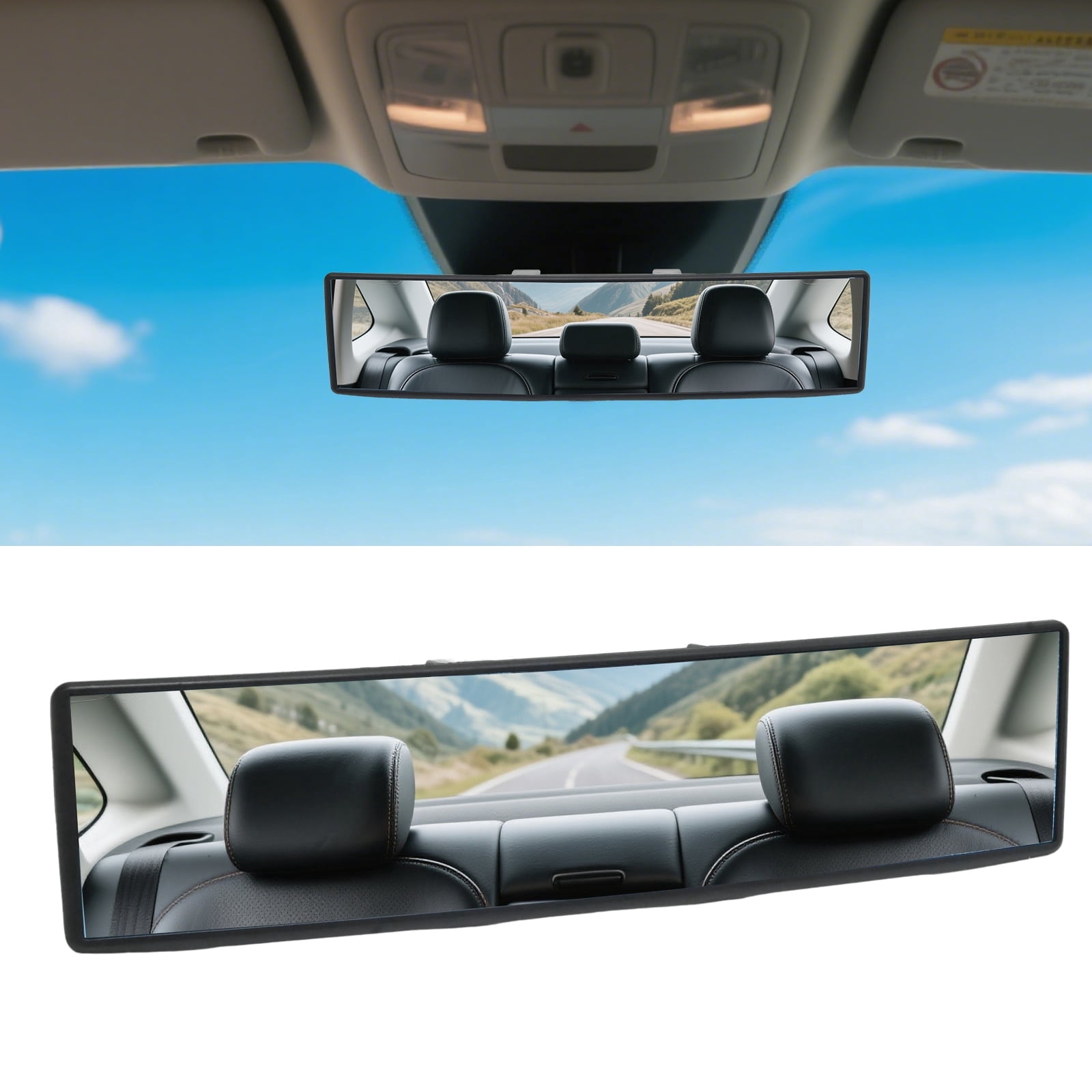 Anxingo Clip On Wide Angle Rear View Mirror, Anti-Glare Interior Mirror for Cars and SUVs (Blue, 11.8 x 2.8 in) 3pqhv