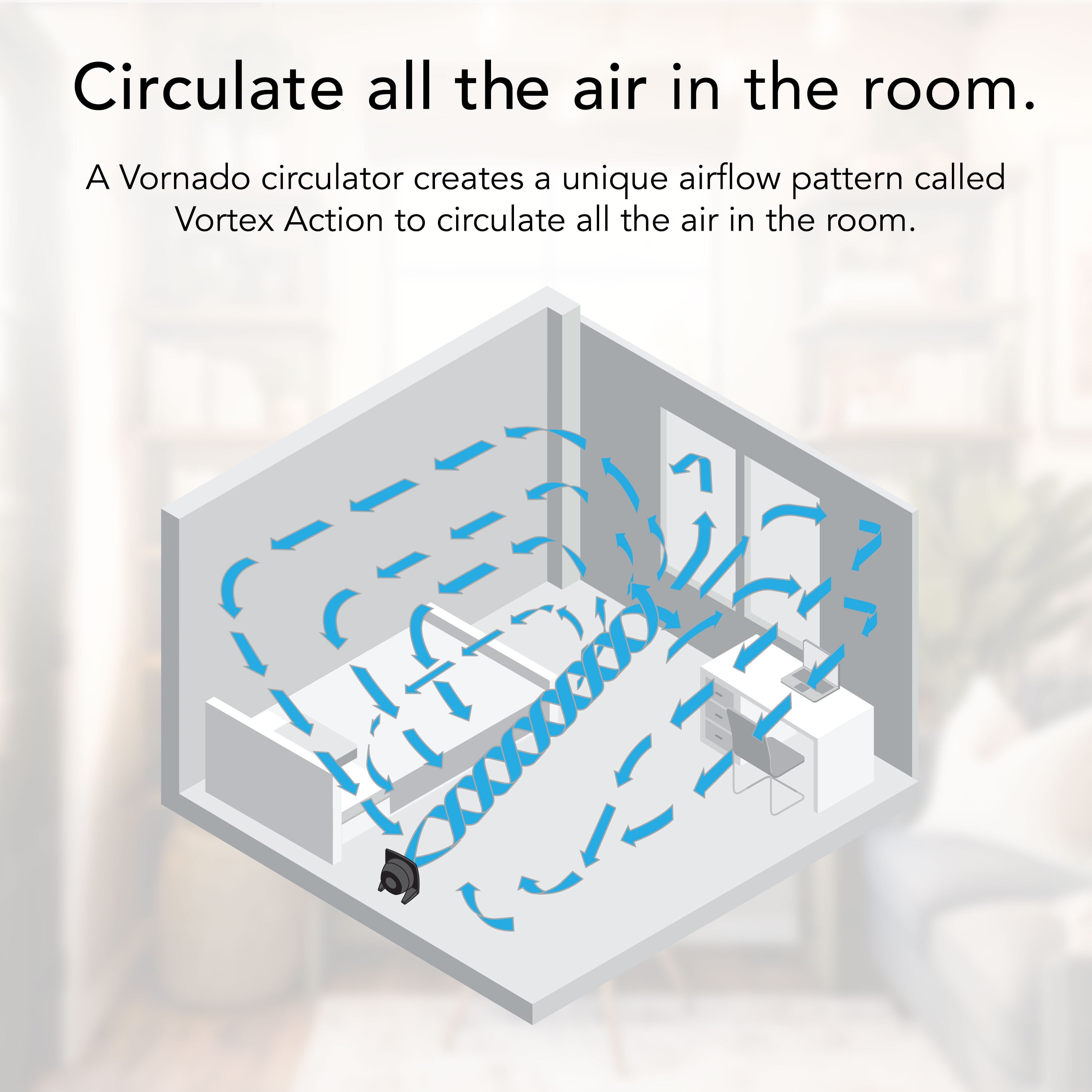 Vornado 573T Small Room Air Circulator Fan with Pivoting Head (Black, 3-Speed) hchvt