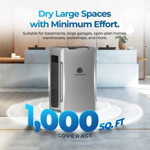 Argendon Commercial Dehumidifier, 70 PPD Energy Star Moisture Control for Basement and Industrial Use (Grey, 1000 sq ft) 2g5vv