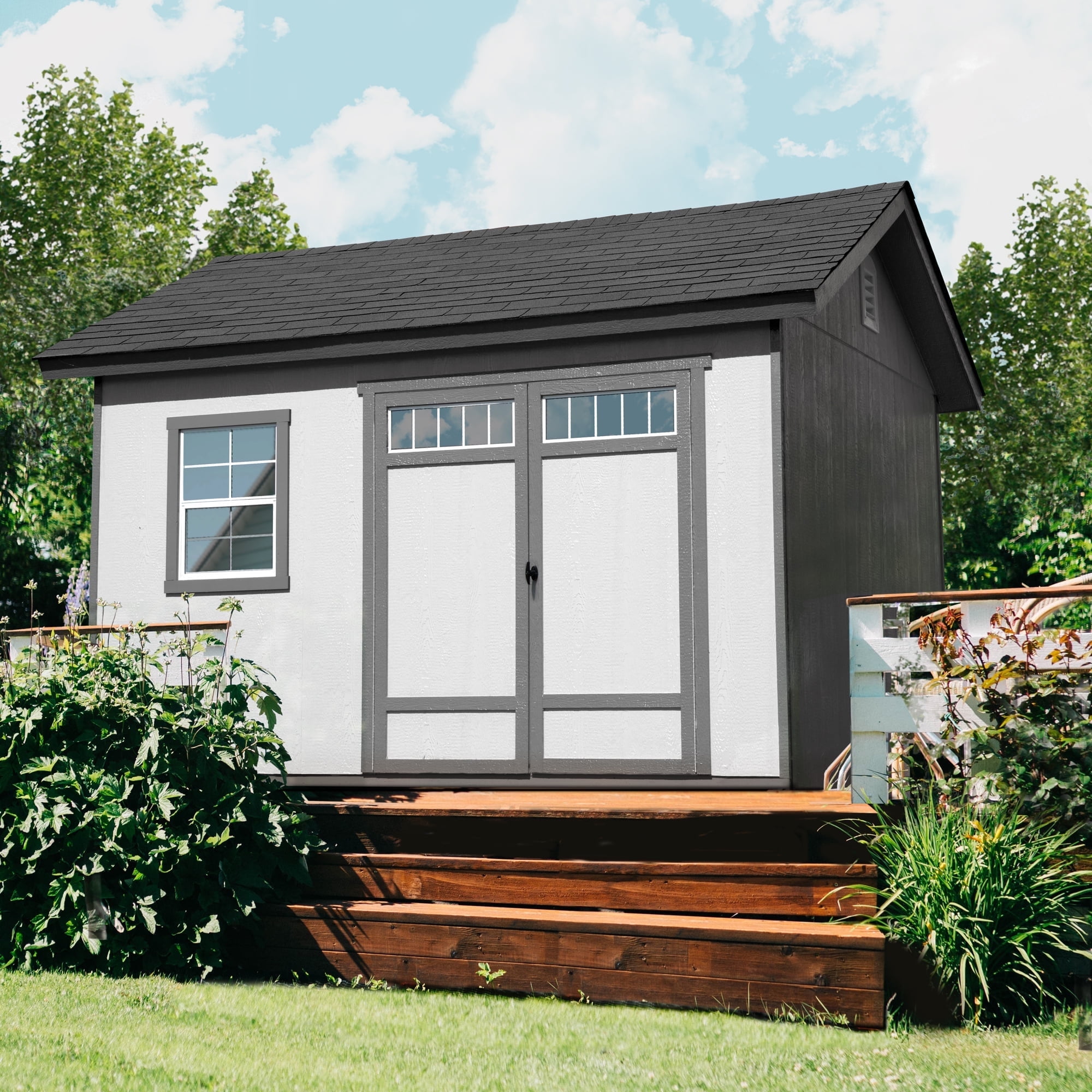 Handy Home Products Beachwood Wood Storage Shed with Floor (Brown, 10 ft x 12 ft) gt6eb