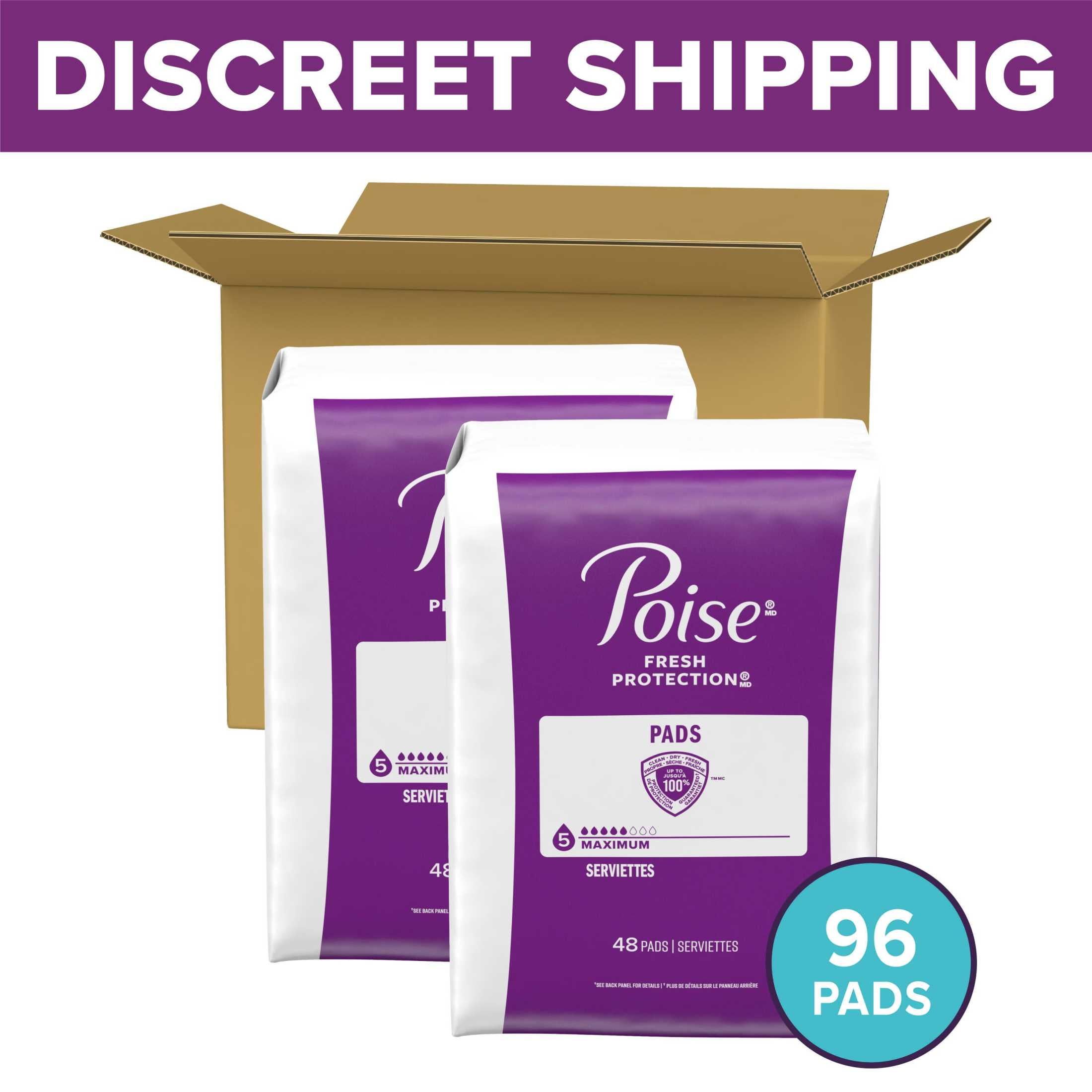 Poise Incontinence Pads for Women, Maximum Absorbency, Regular Length (96 Count) 90y1j