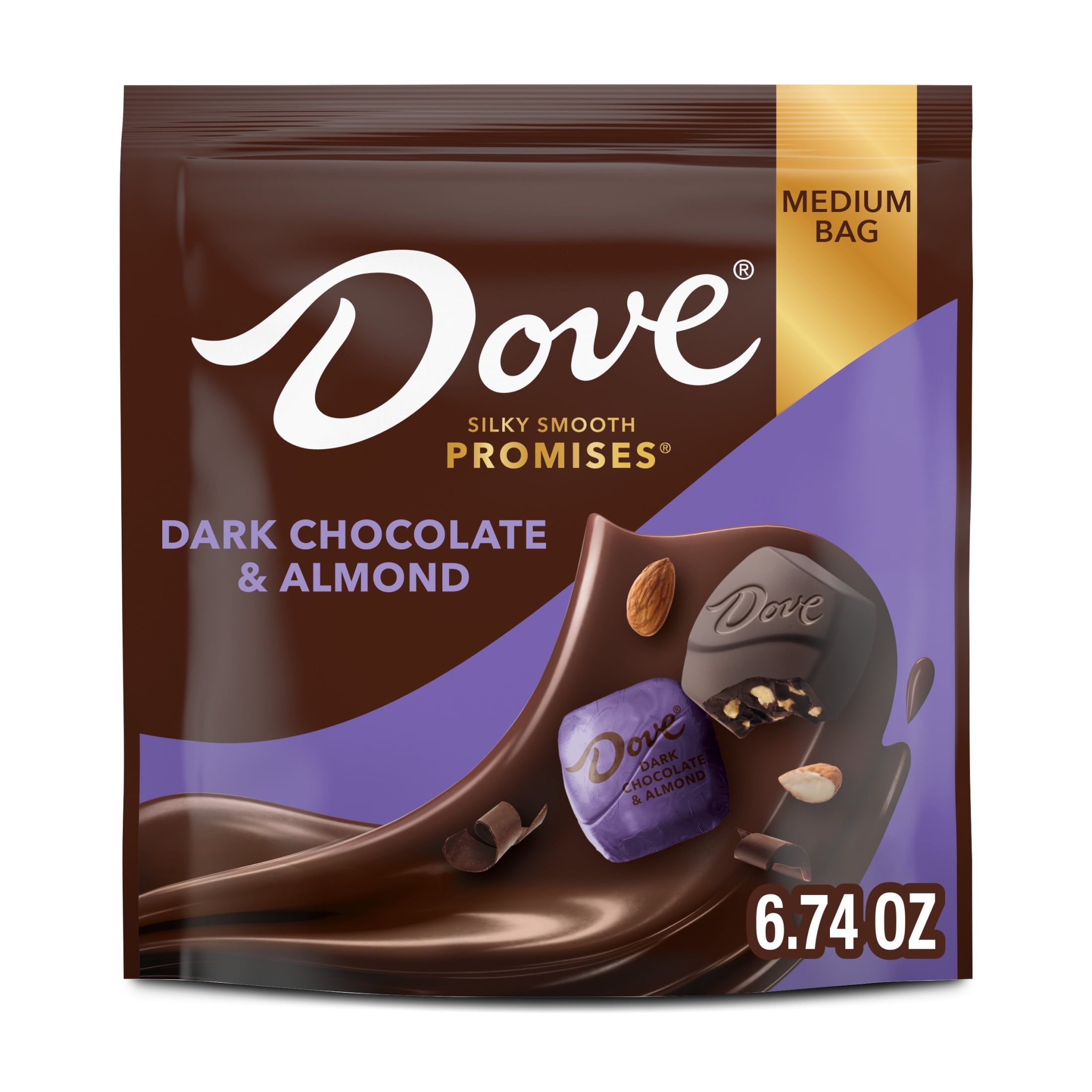DOVE Chocolate Promises Dark Chocolate & Almond Candy (Dark Chocolate, 6.74 oz) h60x3