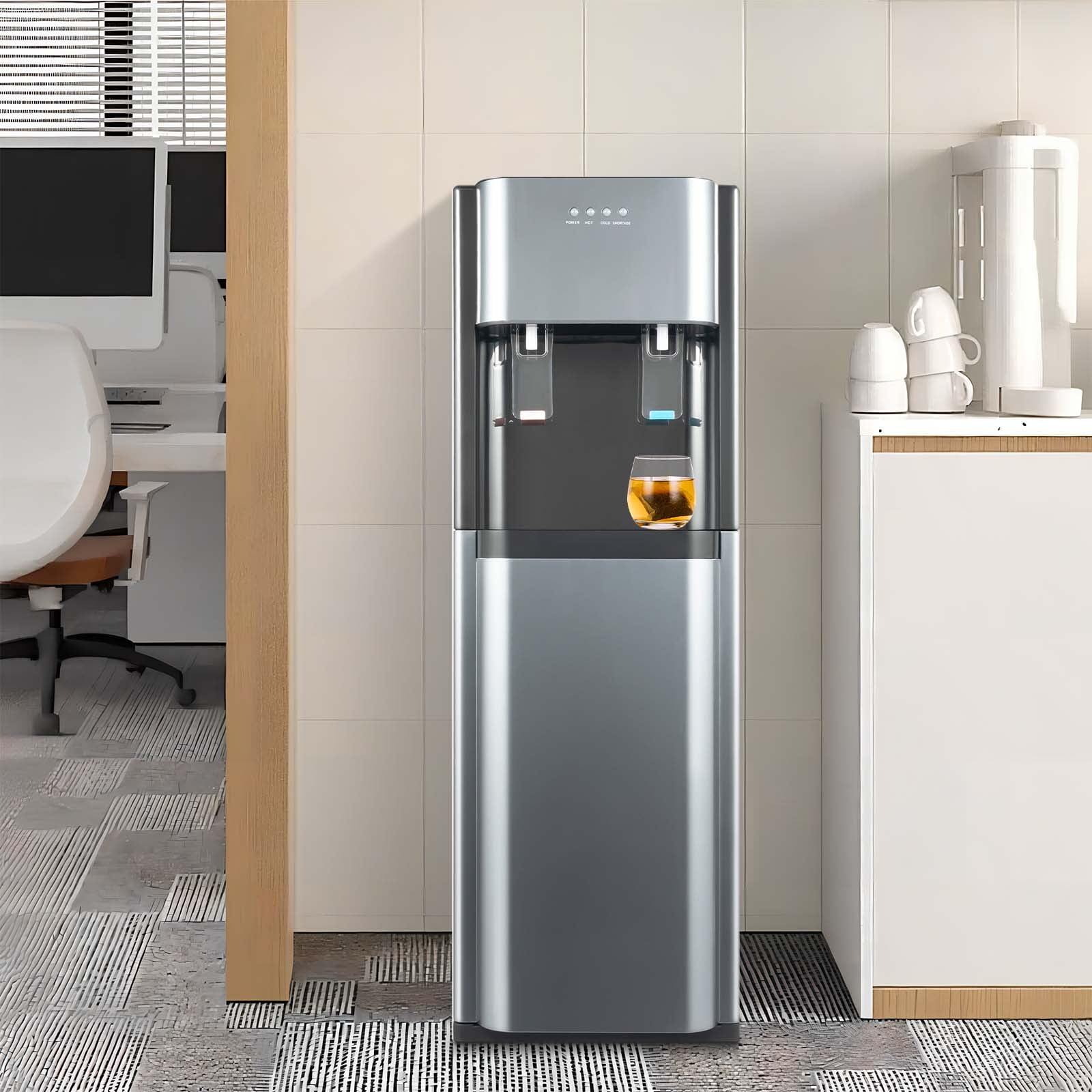Generic Bottom Loading Water Cooler Dispenser with Heating and Cooling Functions (Dark Gray, 5 Gallon) l1bus