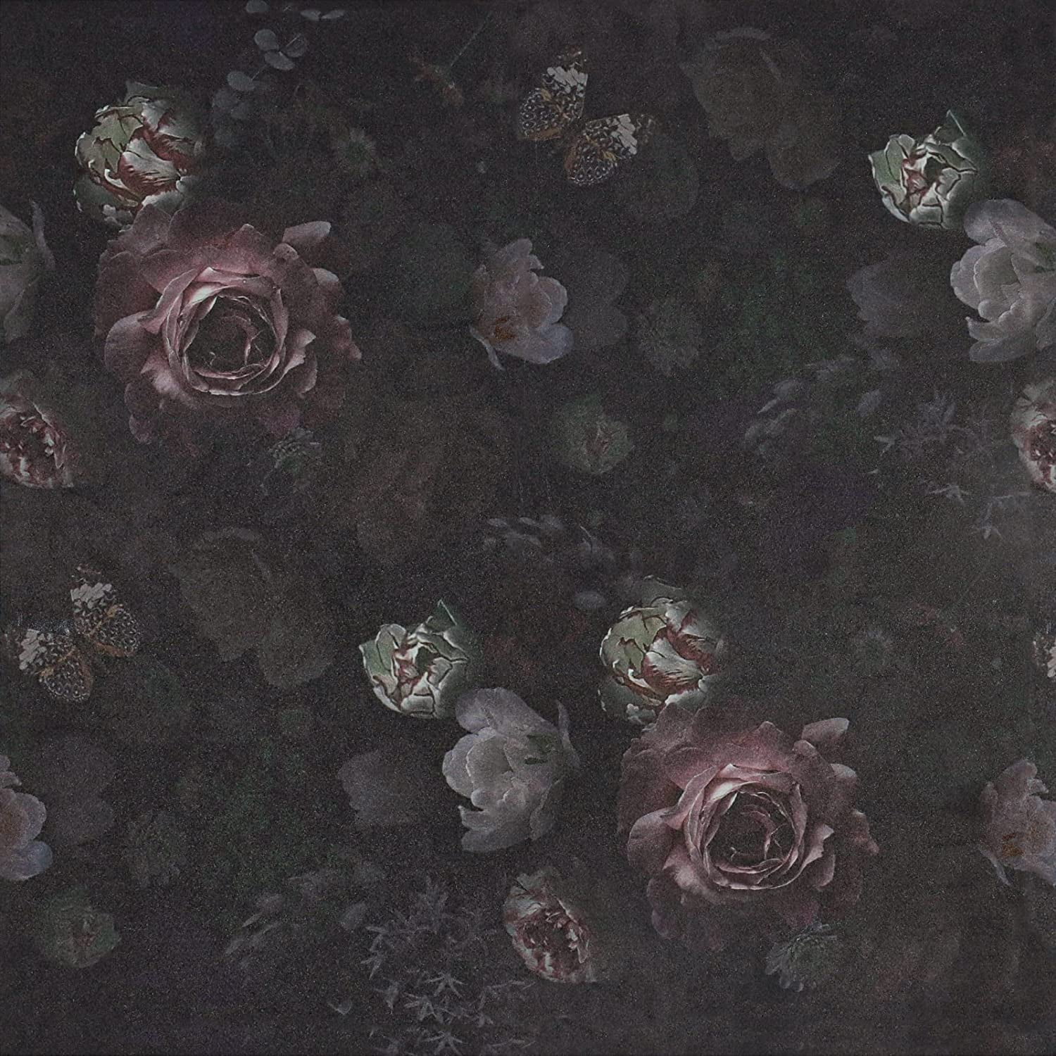 VEELIKE Vintage Dark Floral Peel and Stick Wallpaper, Boho Peony Removable Self-Adhesive Wall Decor (Black, 15.7 in x 118 in) l4nnh