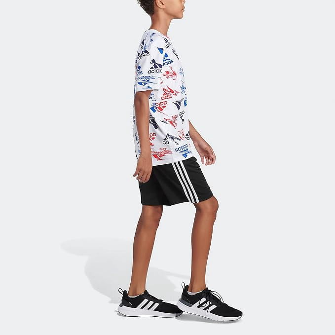 adidas Boys Glitchy Allover Print T-Shirt Breathable Graphic Tee (White/Multi, X-Large) uv6hx