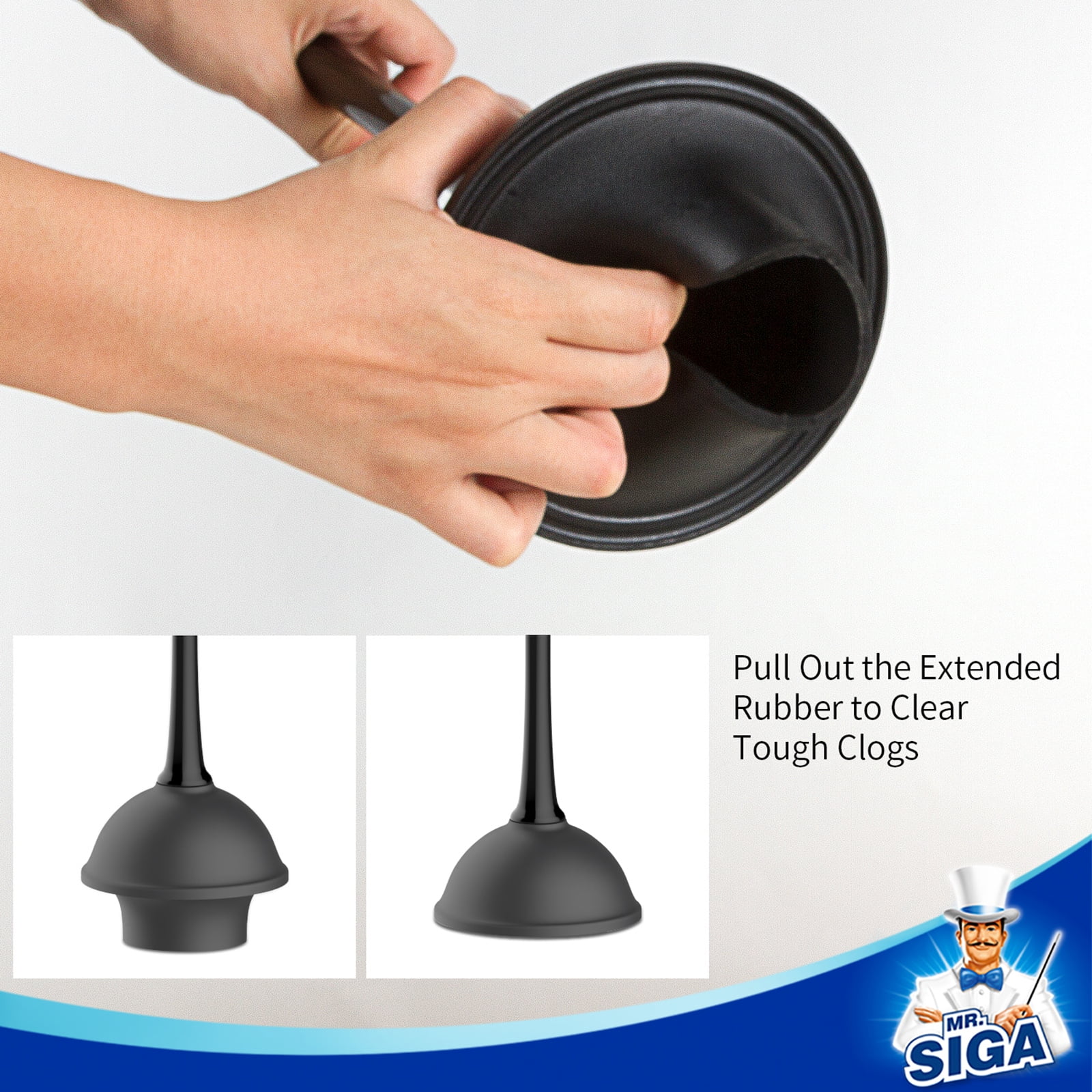 MR.SIGA Toilet Plunger and Bowl Brush Combo, Heavy-Duty Bathroom Cleaning Set (Black, 18.1 in) rdifx