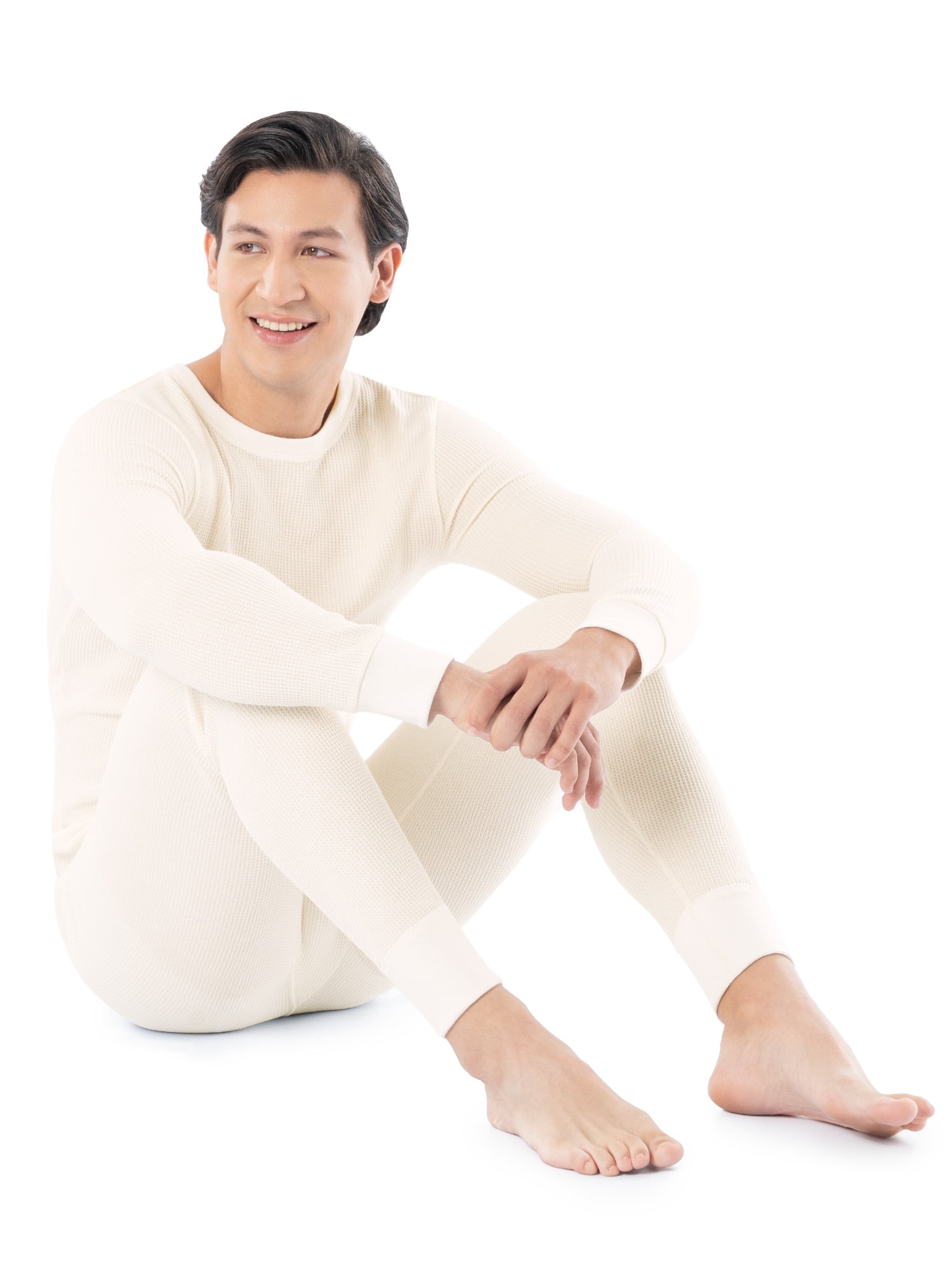 Fruit of the Loom Men's Thermal Waffle Crew Top (Black, 3-Pack) 0i5jn