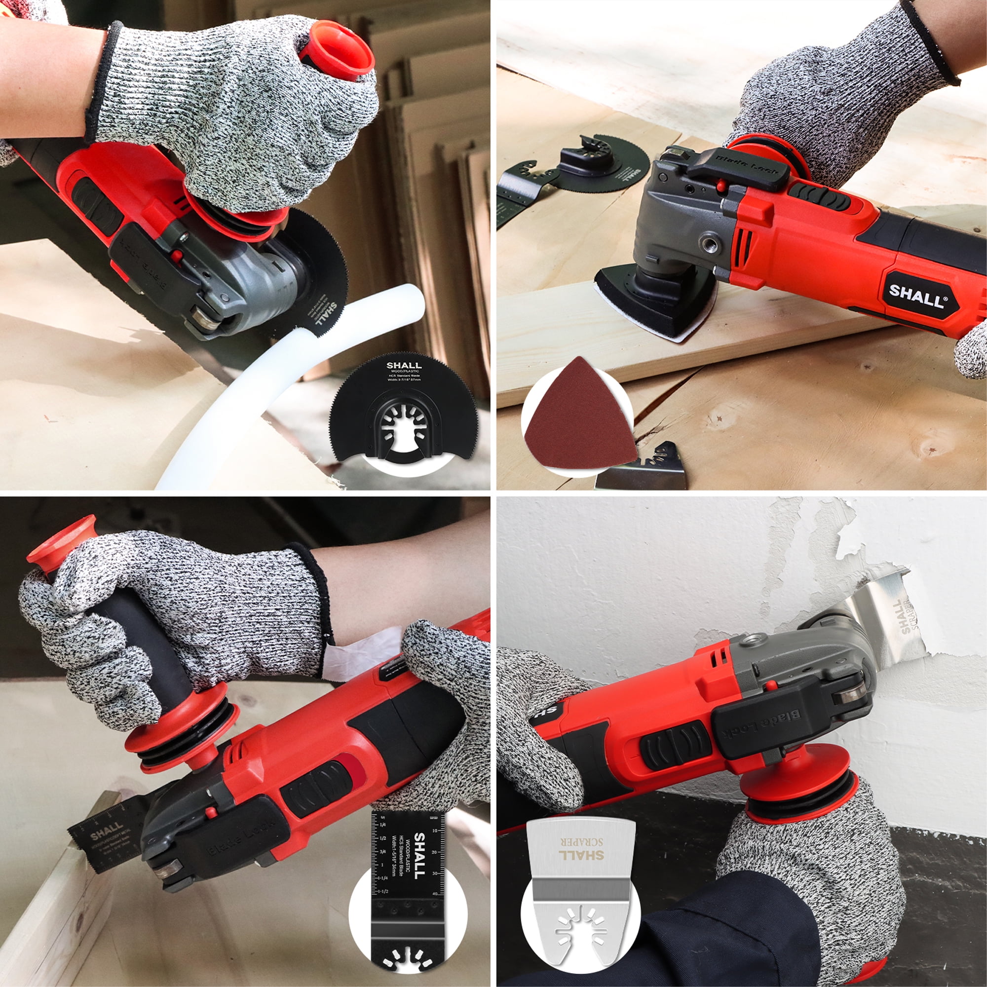 SHALL Oscillating Multitool Blades Kit, High Carbon Steel Saw Blades for Wood Metal and Plastic (102 Piece Set) urpky