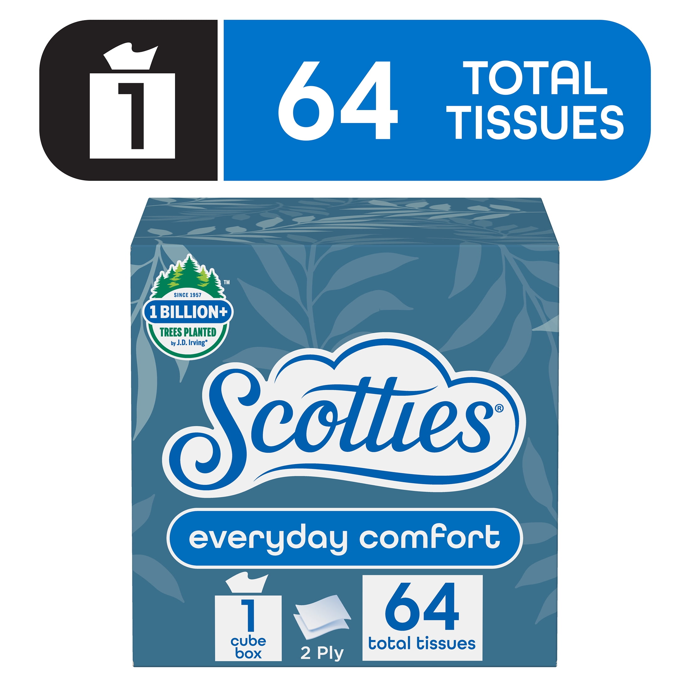 Scotties Facial Tissues, Everyday Comfort, 2-Ply Softness (White, 64 Count) f3e3g
