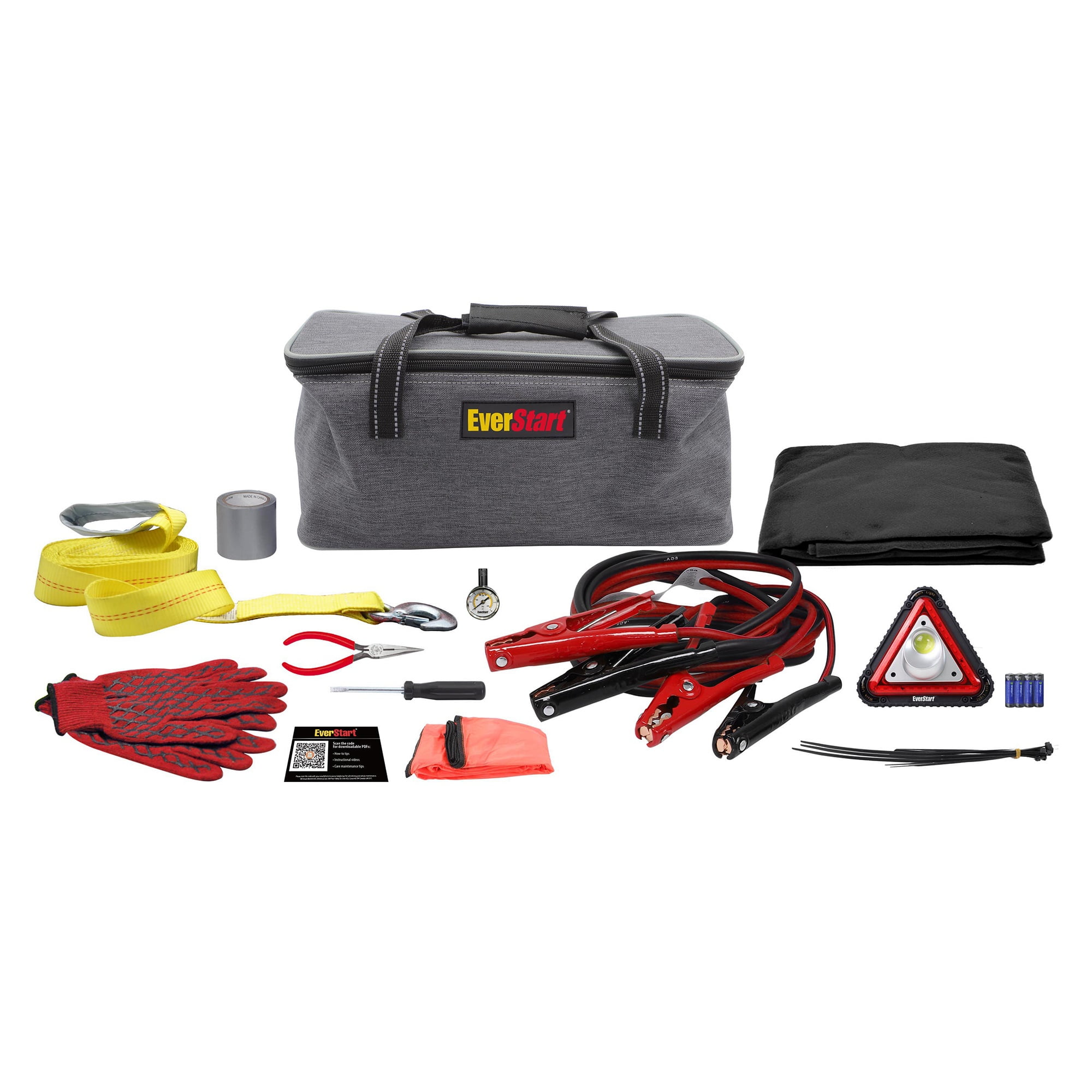 EverStart Emergency Roadside Safety Kit for Trucks and SUVs (Grey, 8 in x 12 in x 5 in) e6p2x