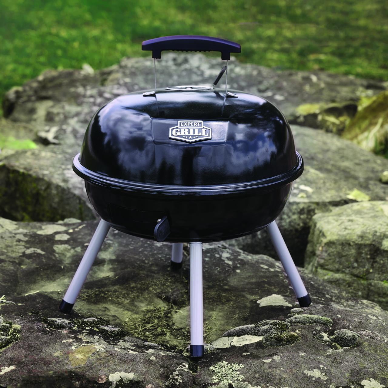 Expert Grill Portable Charcoal Grill, Durable Steel Outdoor Cooking BBQ (Black, 14.5 in) p4zl7