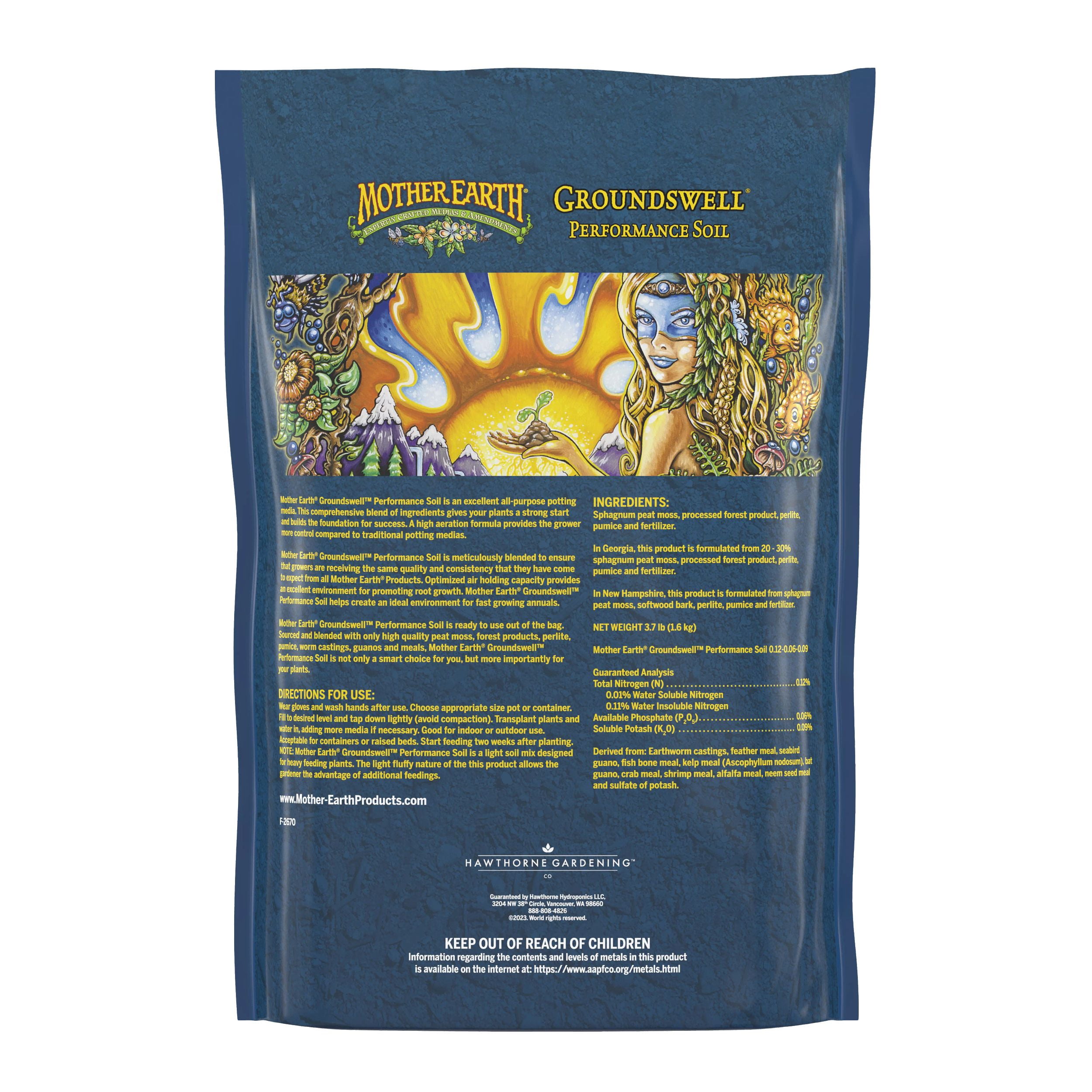 Mother Earth Groundswell Performance Soil, All-Purpose Potting Mix for Indoor and Outdoor Plants (8 qt) zrp9i