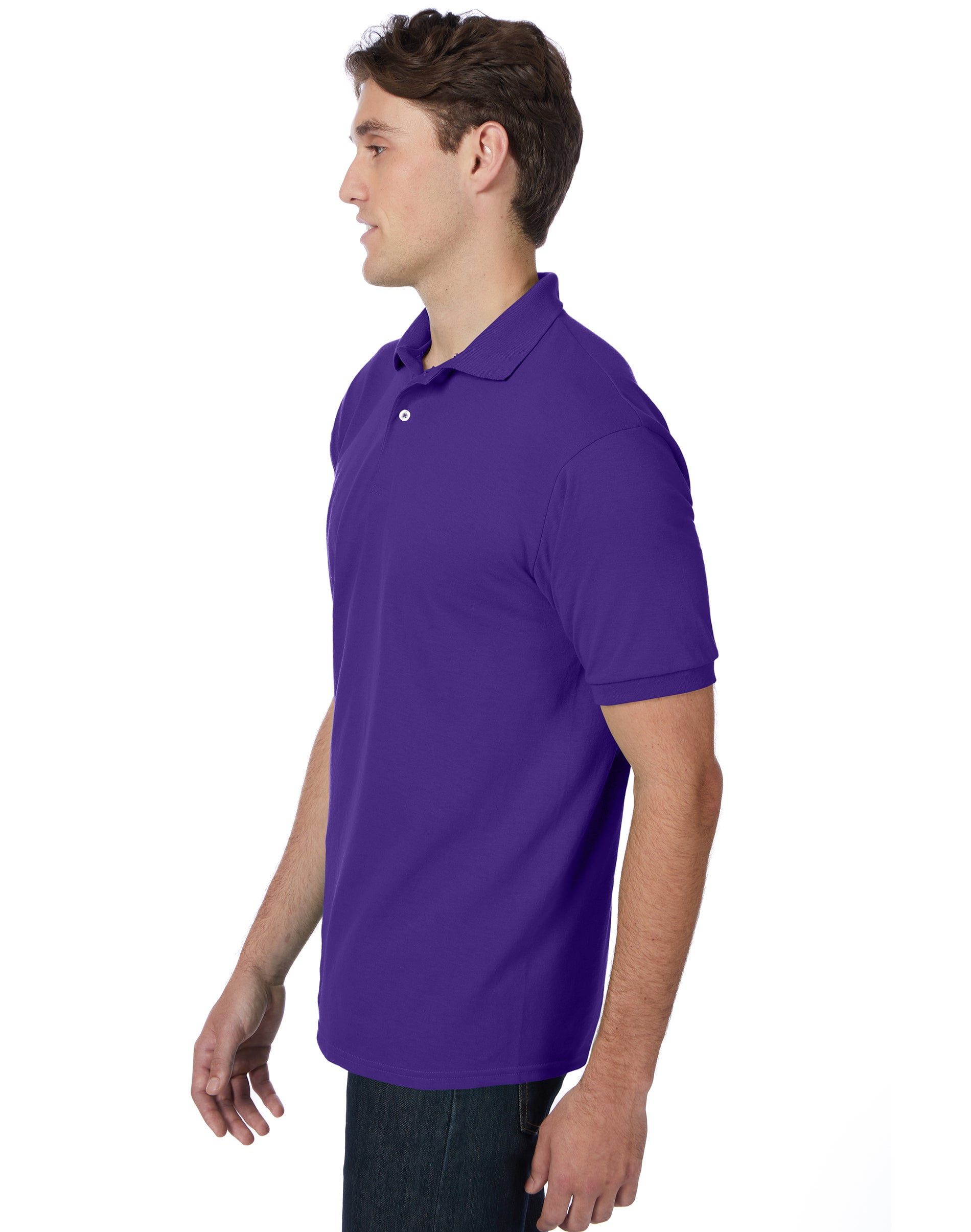 Hanes EcoSmart Men's Polo Shirt (Classic Fit, Purple, M) l0sx6