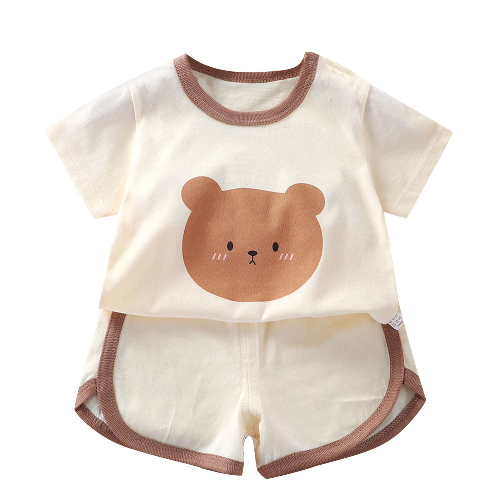 WRKEKC Girls Summer Outfit Set Short Sleeve T-Shirt and Shorts (Brown, 4T) thmk1