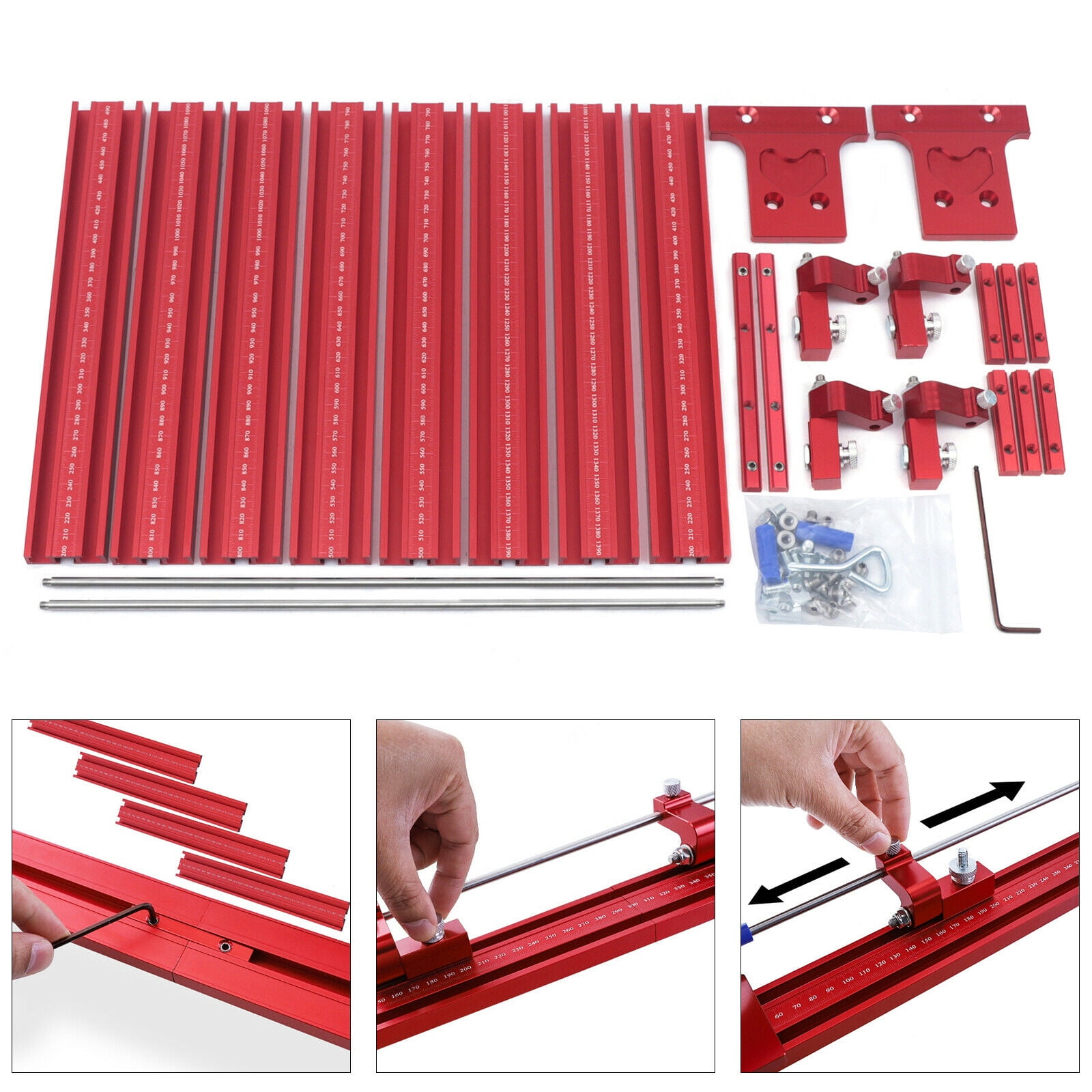 TOOL1SHOoo Aluminum Alloy Carpentry Woodworking Parallel Slide Splicing Tool (Red, 12 in) kodau