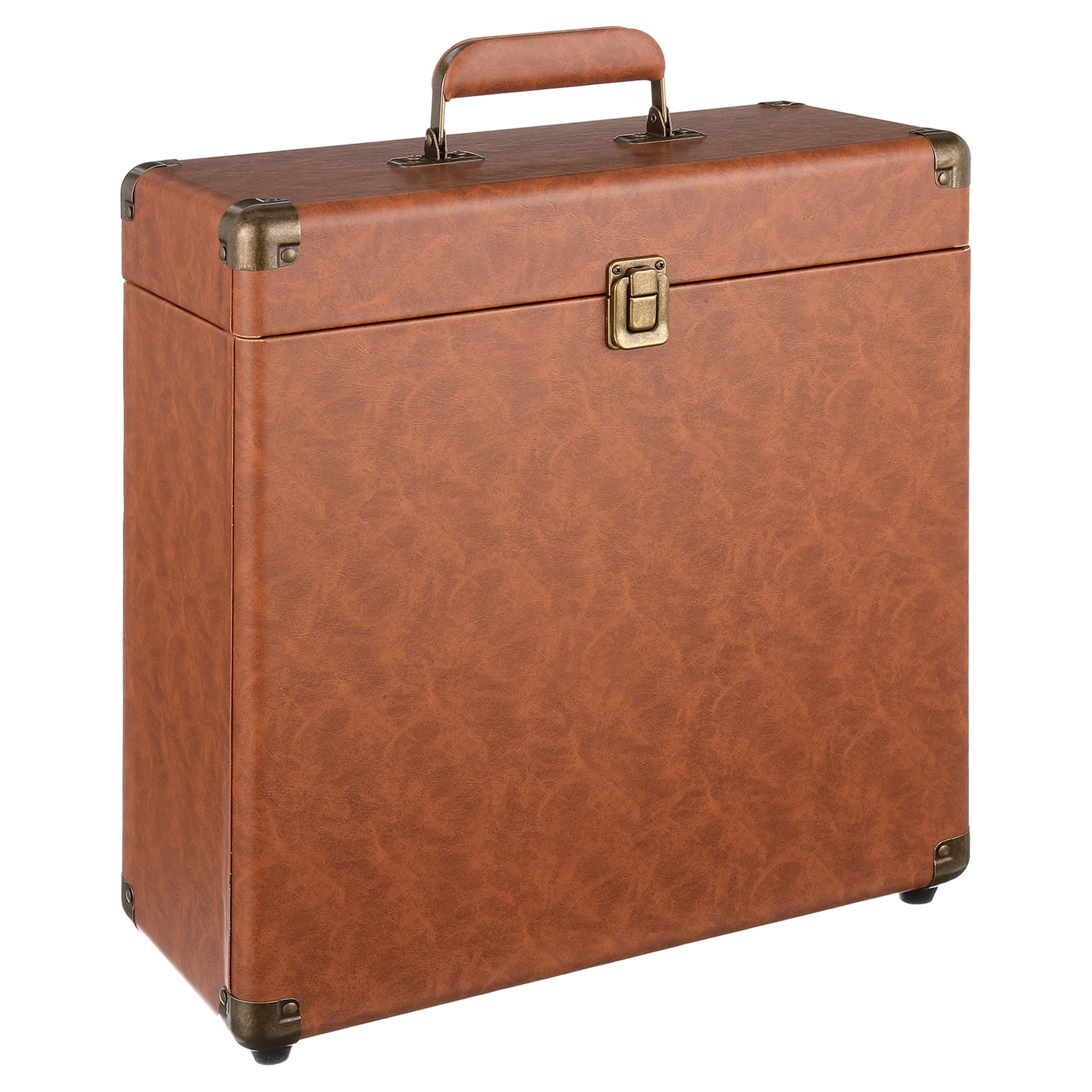Victrola Vinyl Record Storage Case (Brown, 13 in x 6 in x 14 in) 6temf
