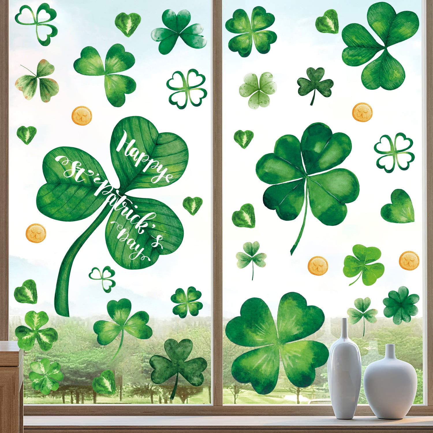 Aihimol St. Patrick's Day Window Clings Shamrock Decals (4 Sheets) 49vpn - Image 5