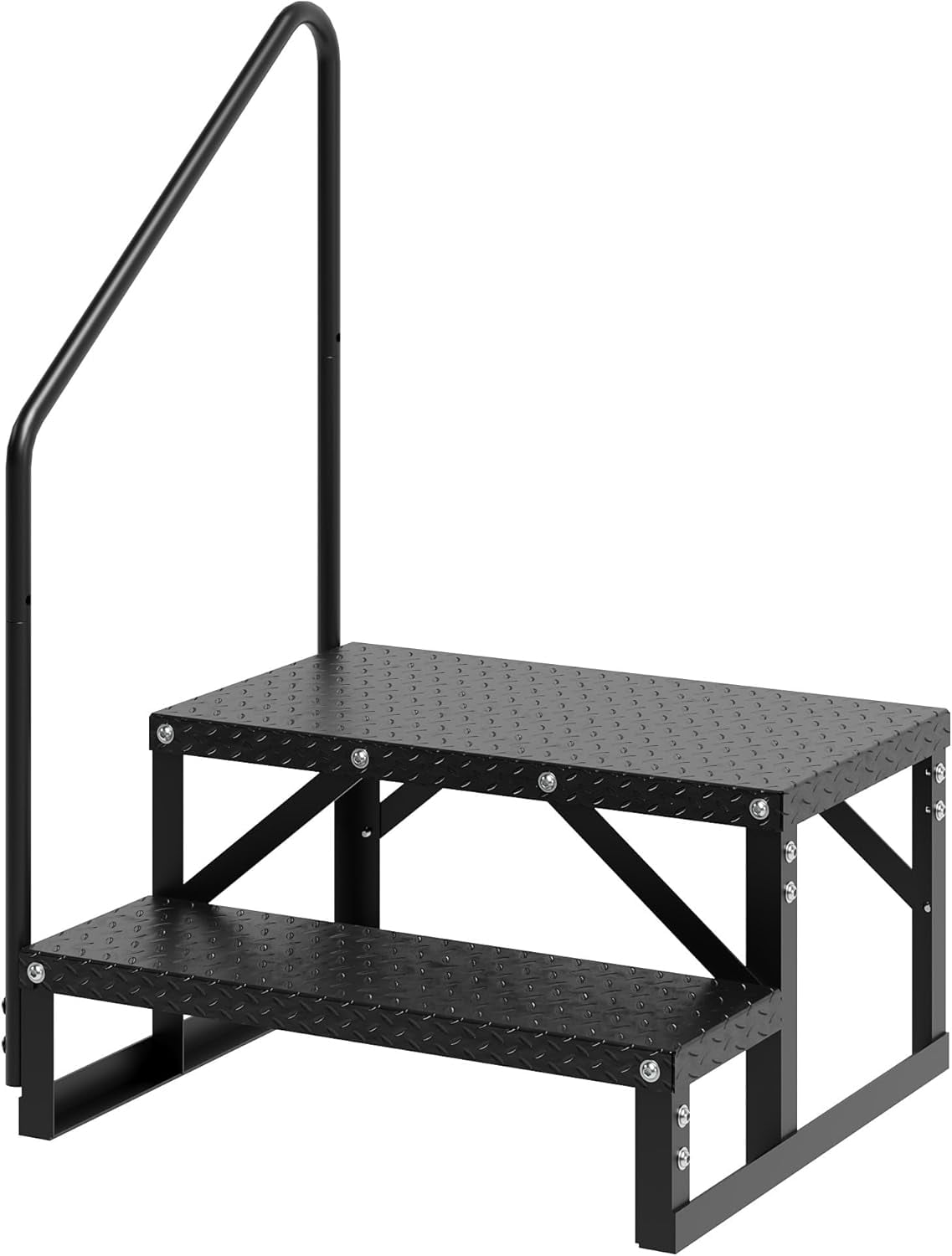 GARVEE 2-Step RV Stairs with Handrail, Heavy-Duty Portable Ladder for Travel Trailers and Hot Tubs (Black, 600 lb) a4k0w