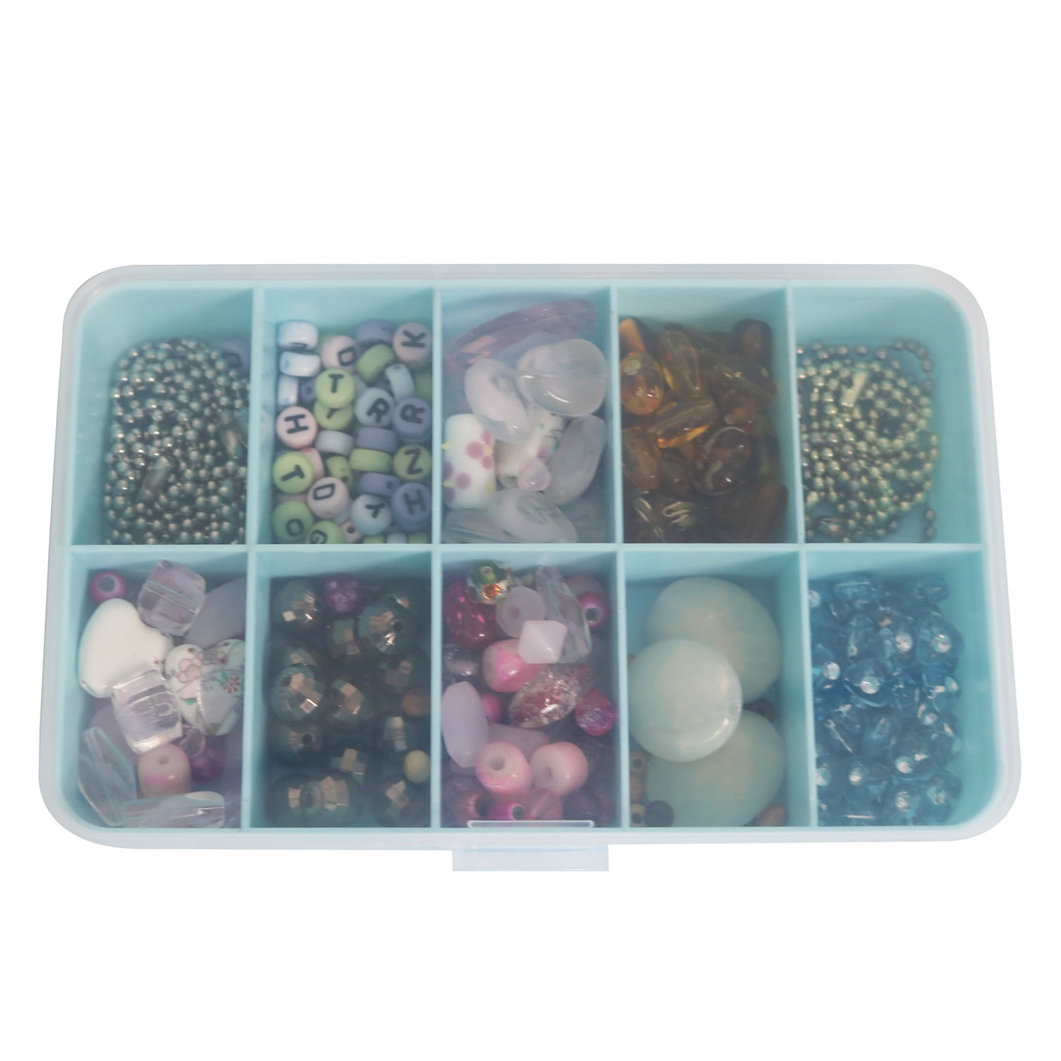 Everything Mary 10 Compartment Plastic Bead Storage Box, Craft Organizer for Jewelry and Beads (Teal, 2 Pack) 7hzke