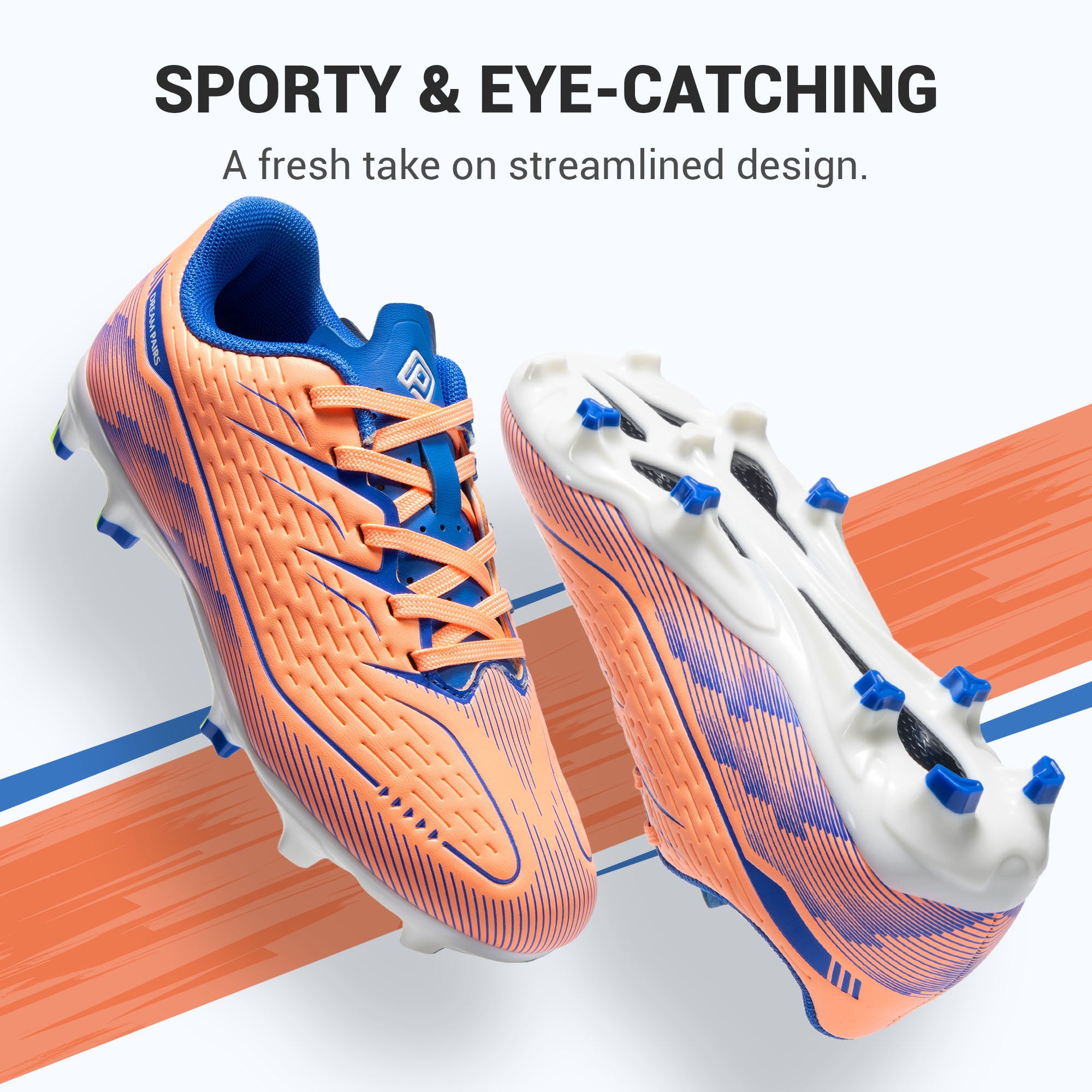 Dream Pairs Kids Multi Ground Soccer Cleats Athletic Football Shoes (Orange, 13 US Little Kid) uoocw