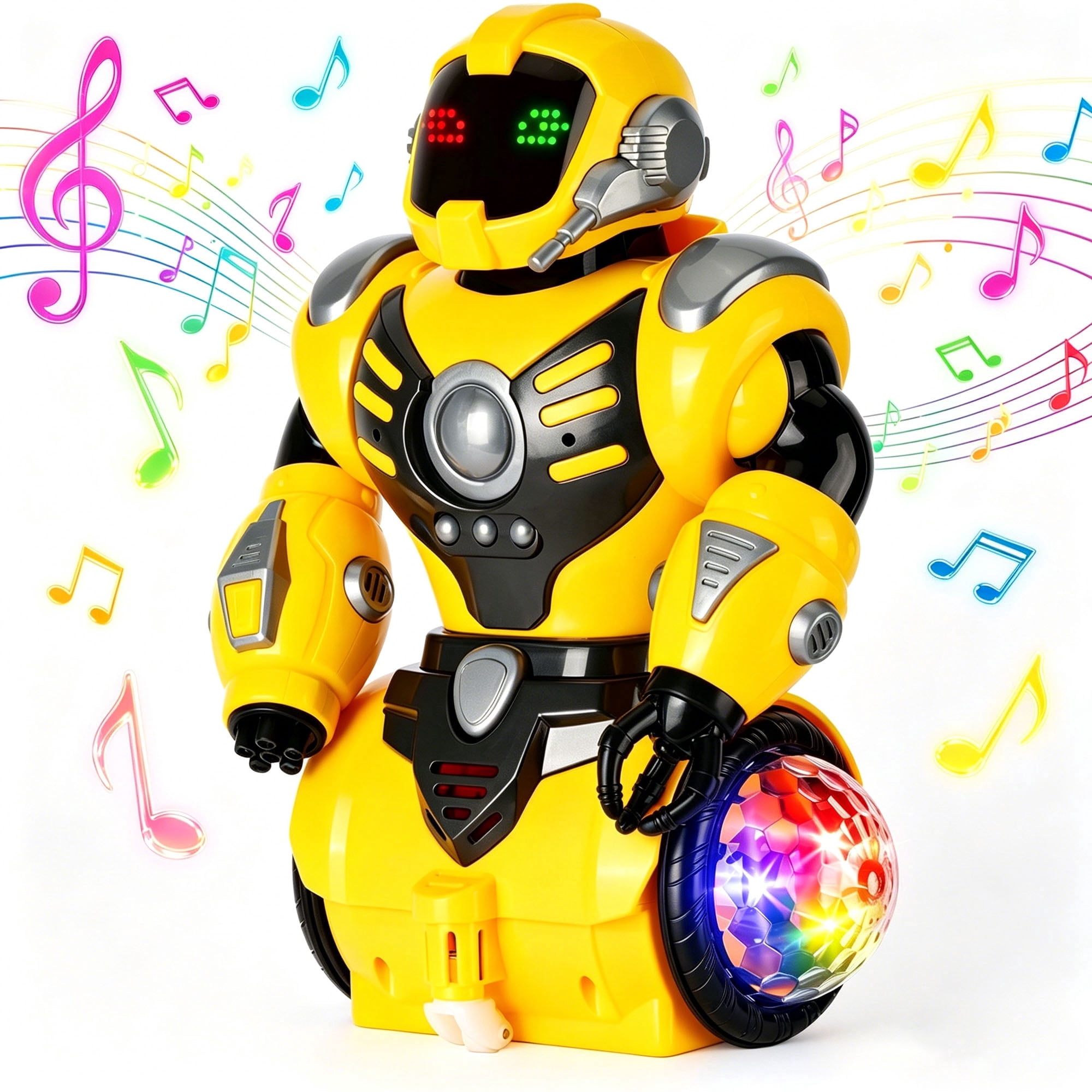 DAMMYTY Intelligent Electronic Robot Toy, Walking Dancing Spinning Interactive Playtime (Yellow, 8 in) 0gc93