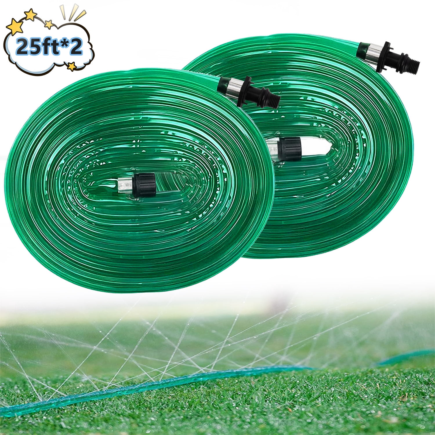 Henotian Garden Soaker Hose (Green, 25 ft, 2 Pack) spt3e