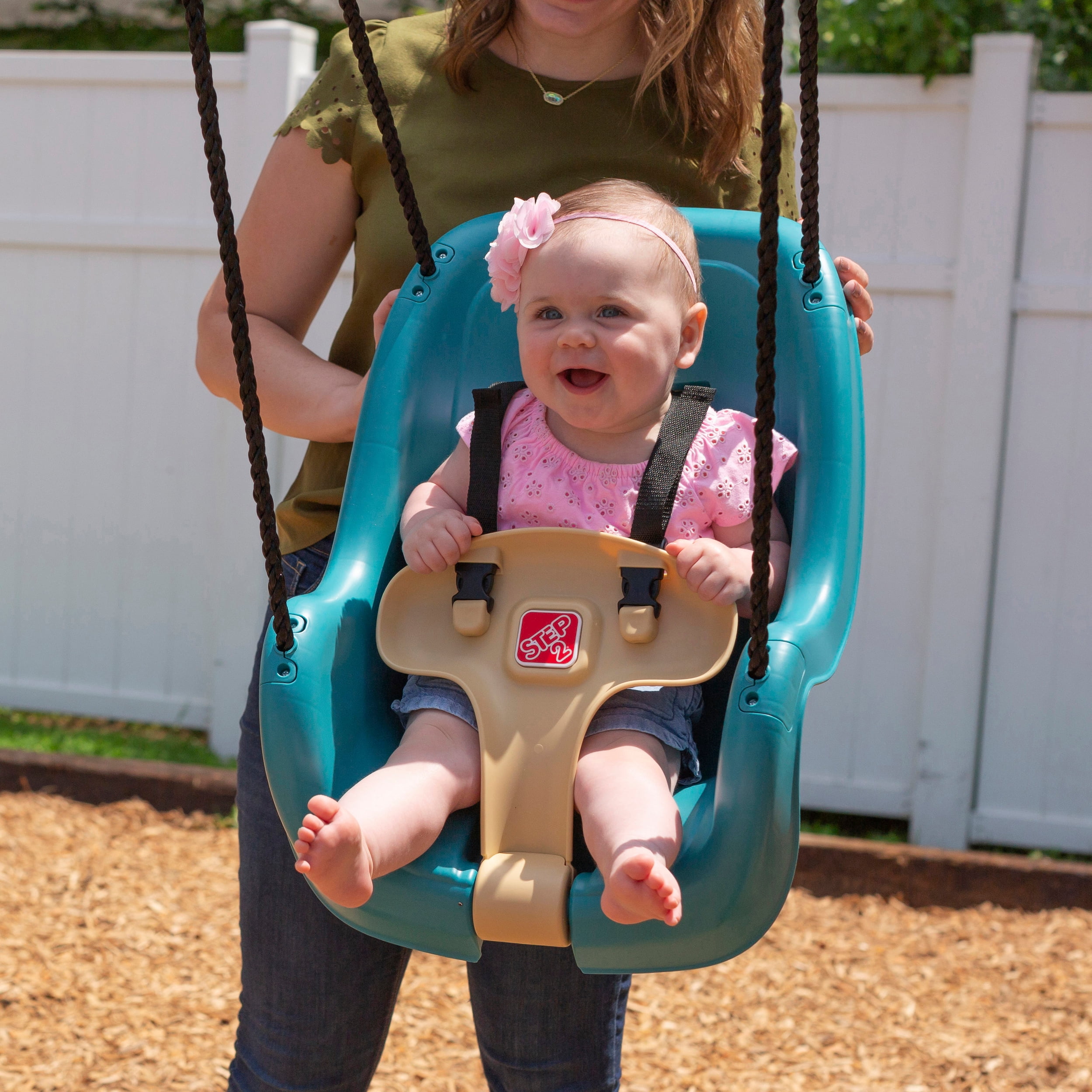 Step2 Toddler Baby Swing Set Accessory with T-Bar and Weather-Resistant Ropes (Teal, 50 lb Capacity) wnziv