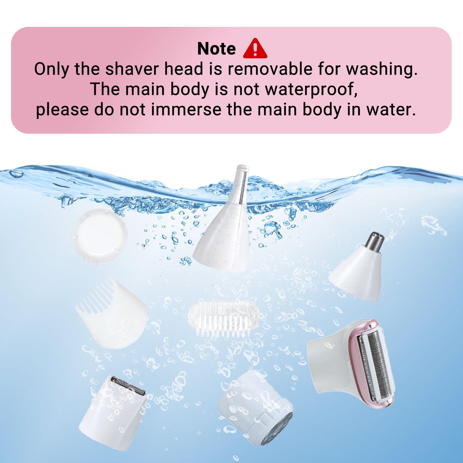 TURKIO 5-in-1 Electric Shaver for Women, Cordless Rechargeable Hair Removal Trimmer for Face and Body (Pink, 1 Count) ndu8g