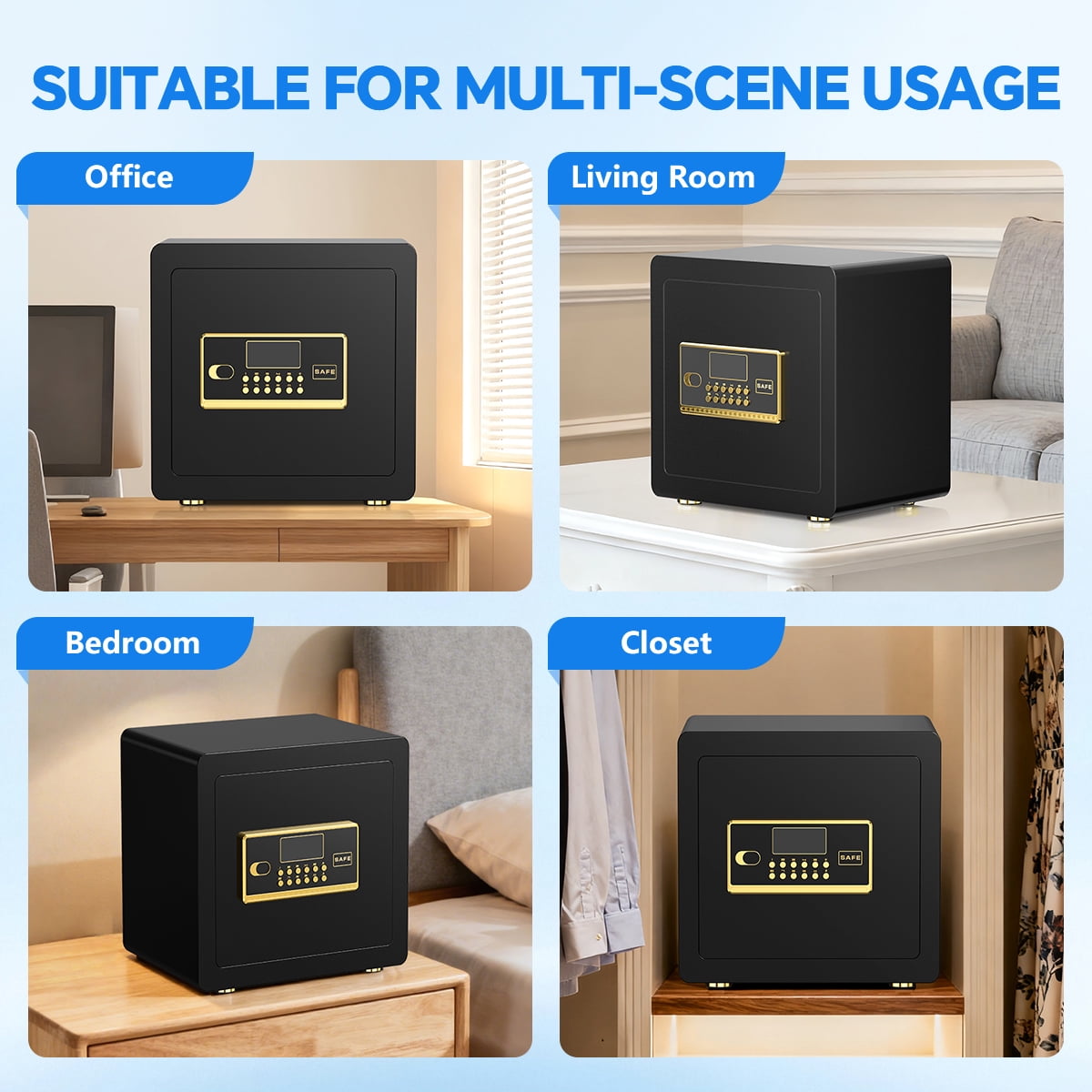 BESAFETY 2.5 Cu ft Digital Home Security Safe Box with Fireproof Bag and Adjustable Shelf (2.5 Cu ft) 3hm82