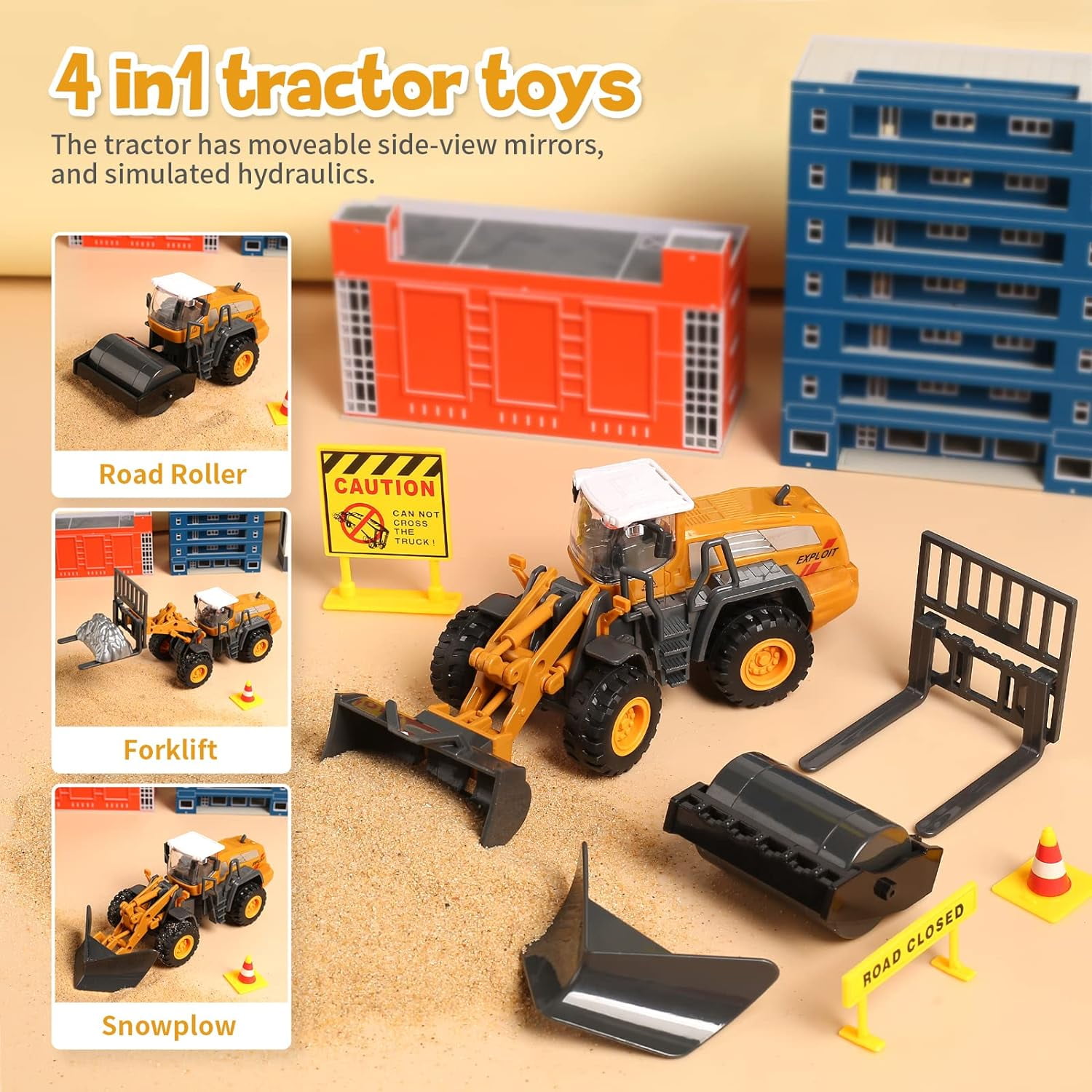 JoyStone Construction Vehicle Engineering Truck Playset with Playmat and Accessories (Yellow, 31.1 in Playmat) vmkha