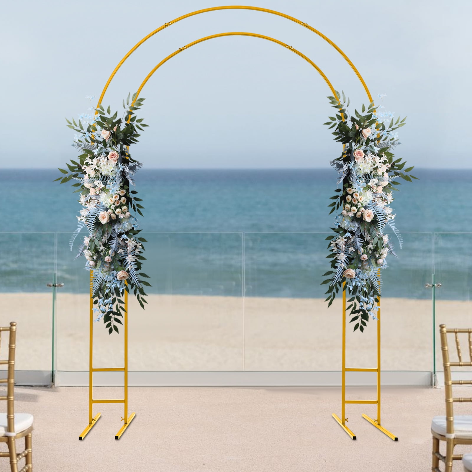 Generic Heart-Shaped Arch Stand, Metal Wedding Backdrop Frame for Balloon and Flower Decorations (White, 8.7 ft x 7.7 ft) ary3h